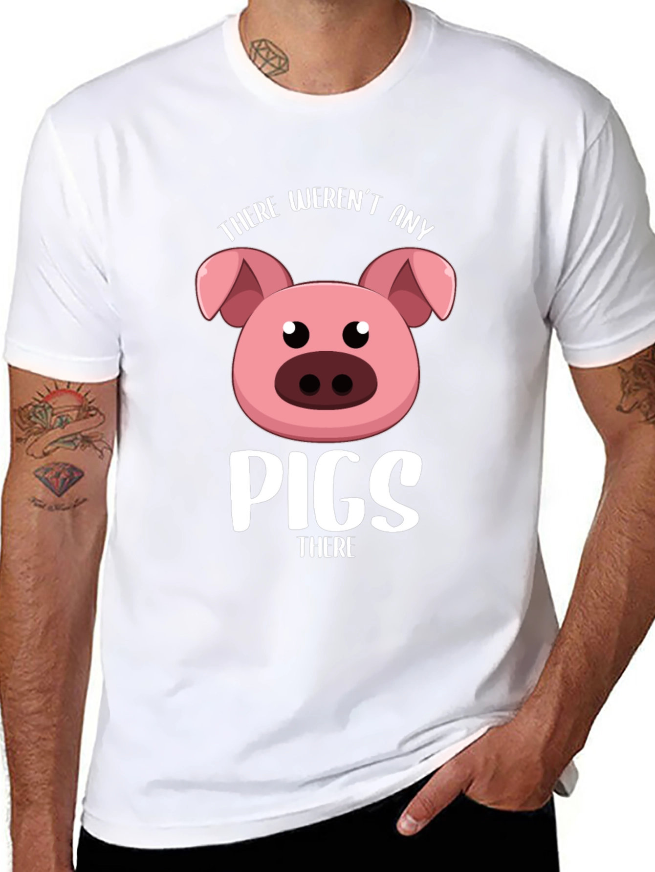Black Funny Pig T-Shirt - "There Weren't Any Pigs There" view 8