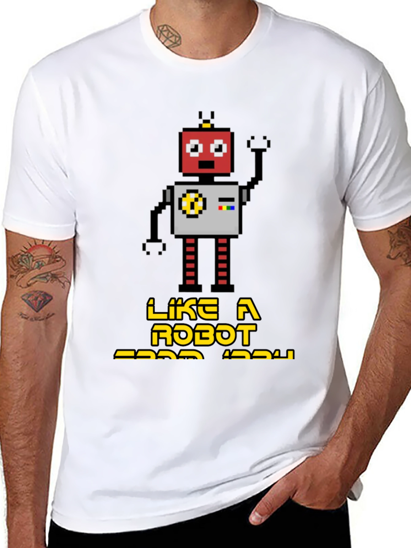 Black Retro Robot Graphic T-Shirt - Black view 8