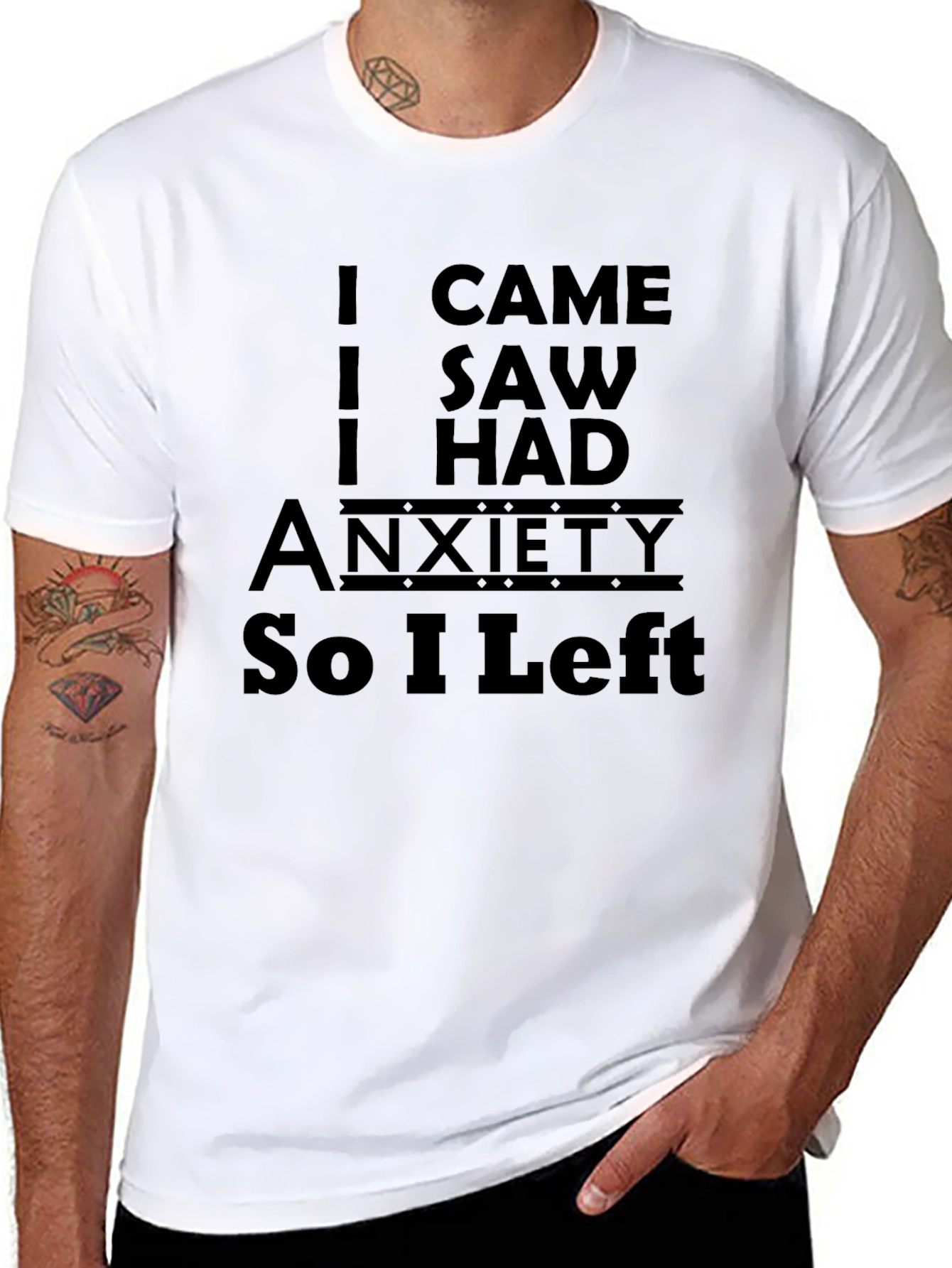 Black Anxiety Humor Black T-Shirt view 8