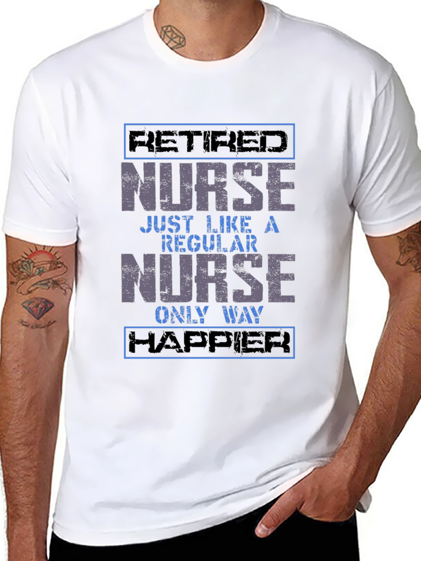Black Retired Nurse T-Shirt - Happier Than Ever! view 8