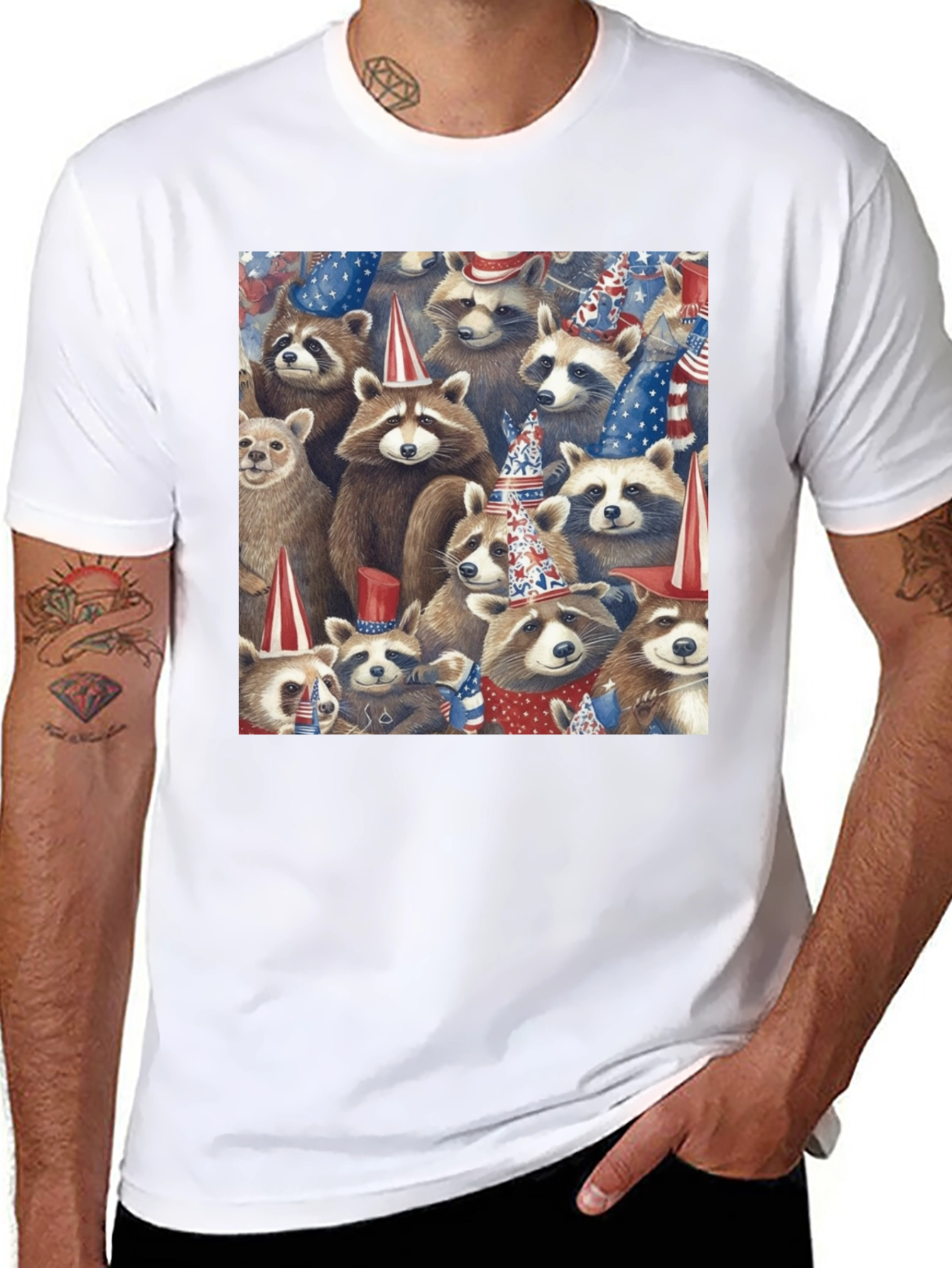 Black Patriotic Raccoon T-Shirt view 8