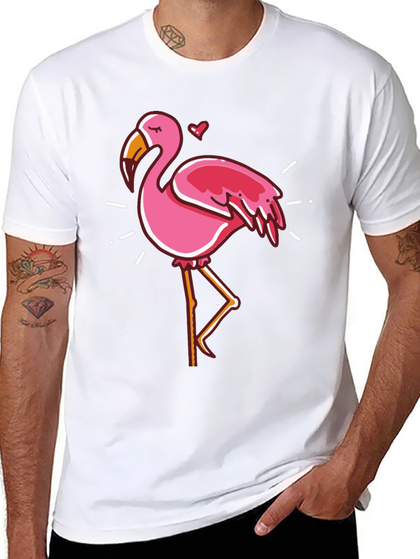 Black Fun Flamingo Graphic Black T-Shirt view 8