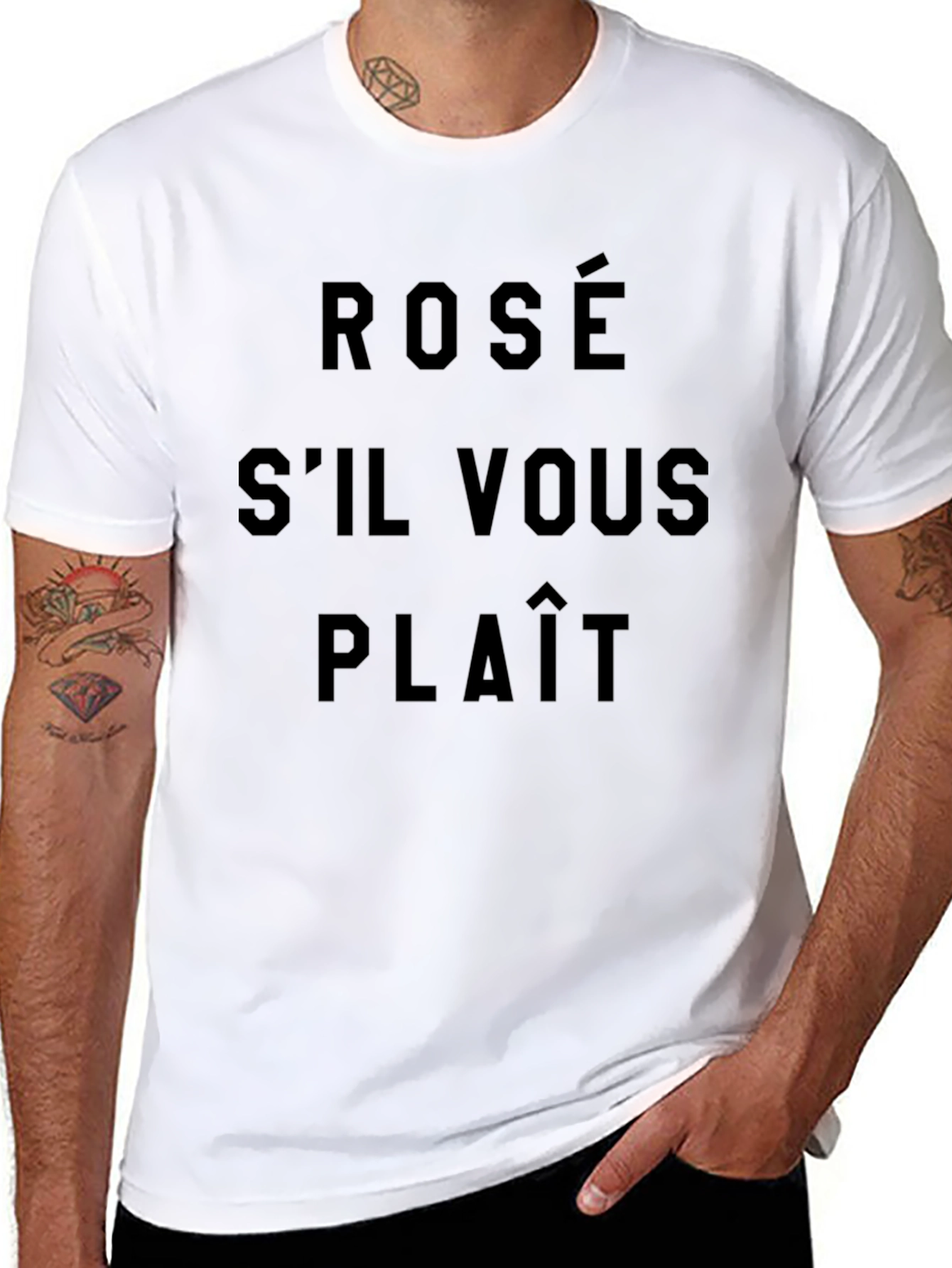 Black Rosé S'il Vous Plaît T-Shirt - Stylish French Saying Tee view 8