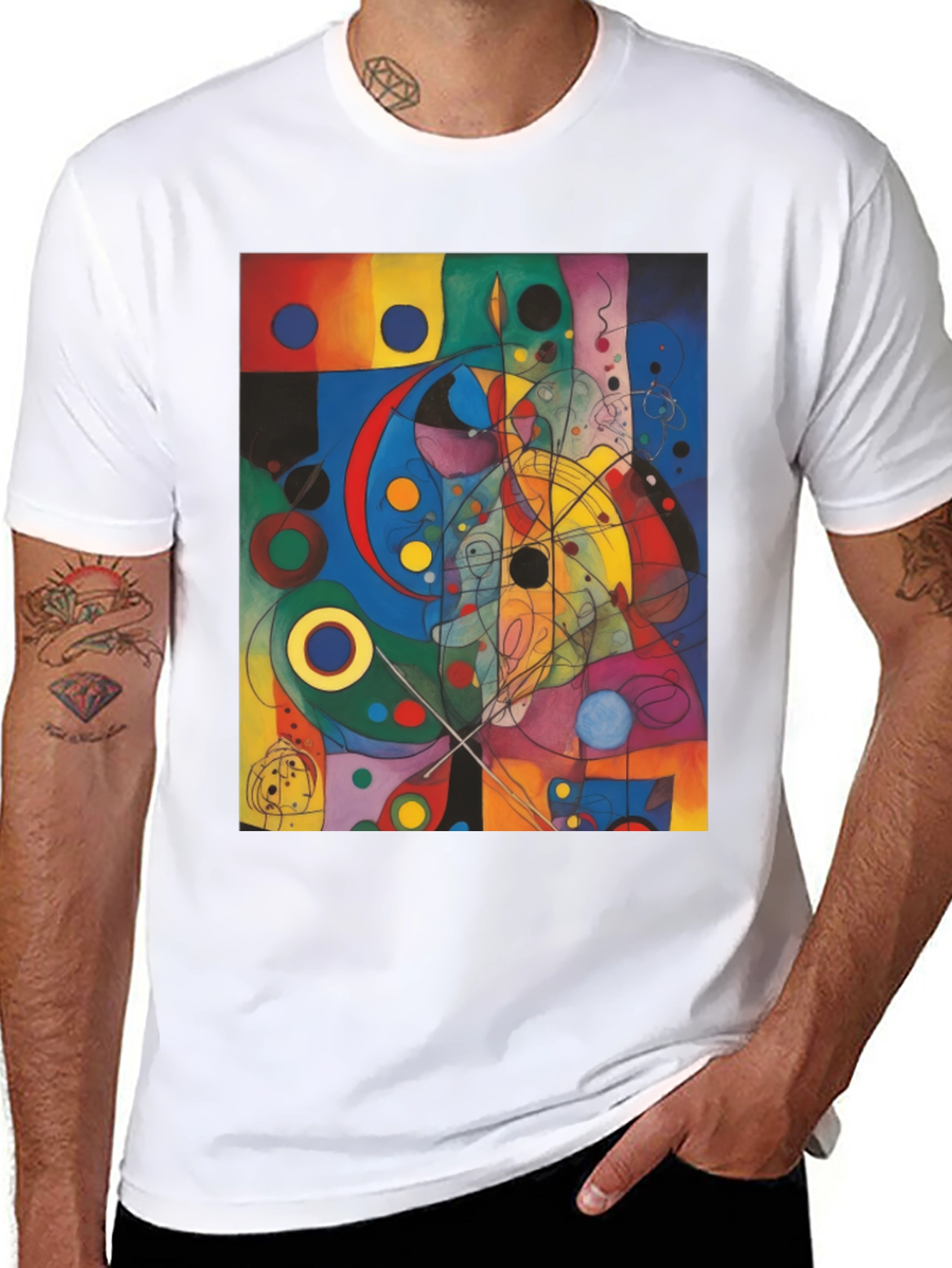 Black Abstract Art Graphic Print Black T-Shirt view 8