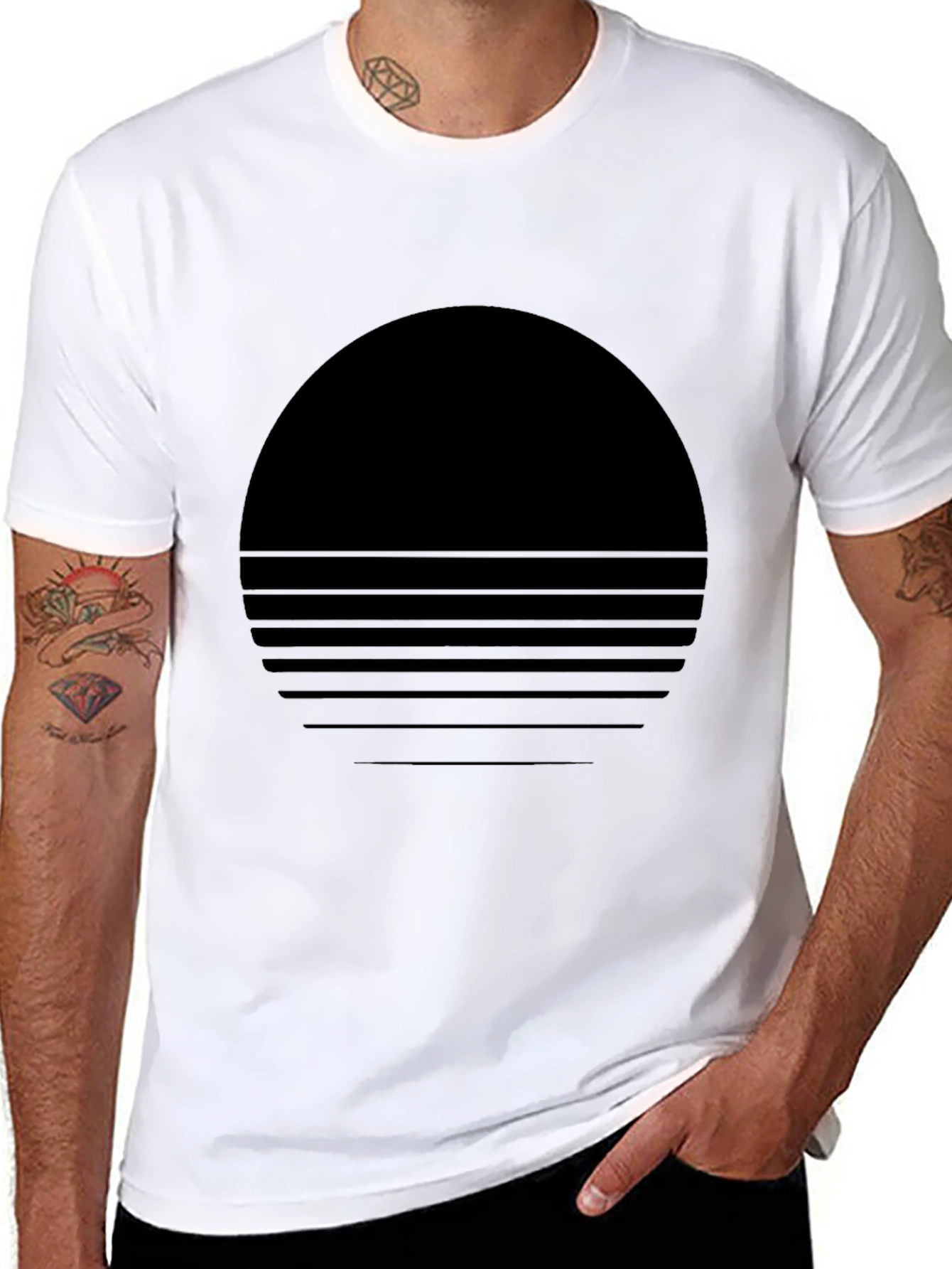 Black Retro Sunset Graphic Tee - Black Crew Neck view 8