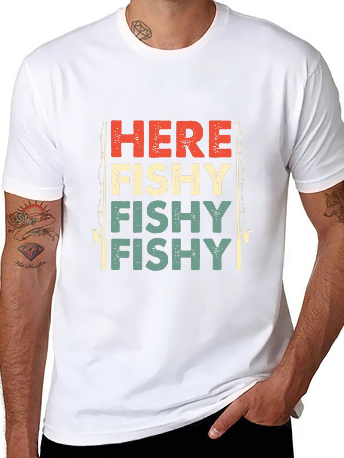 Black Here Fishy Fishy Graphic T-Shirt view 8