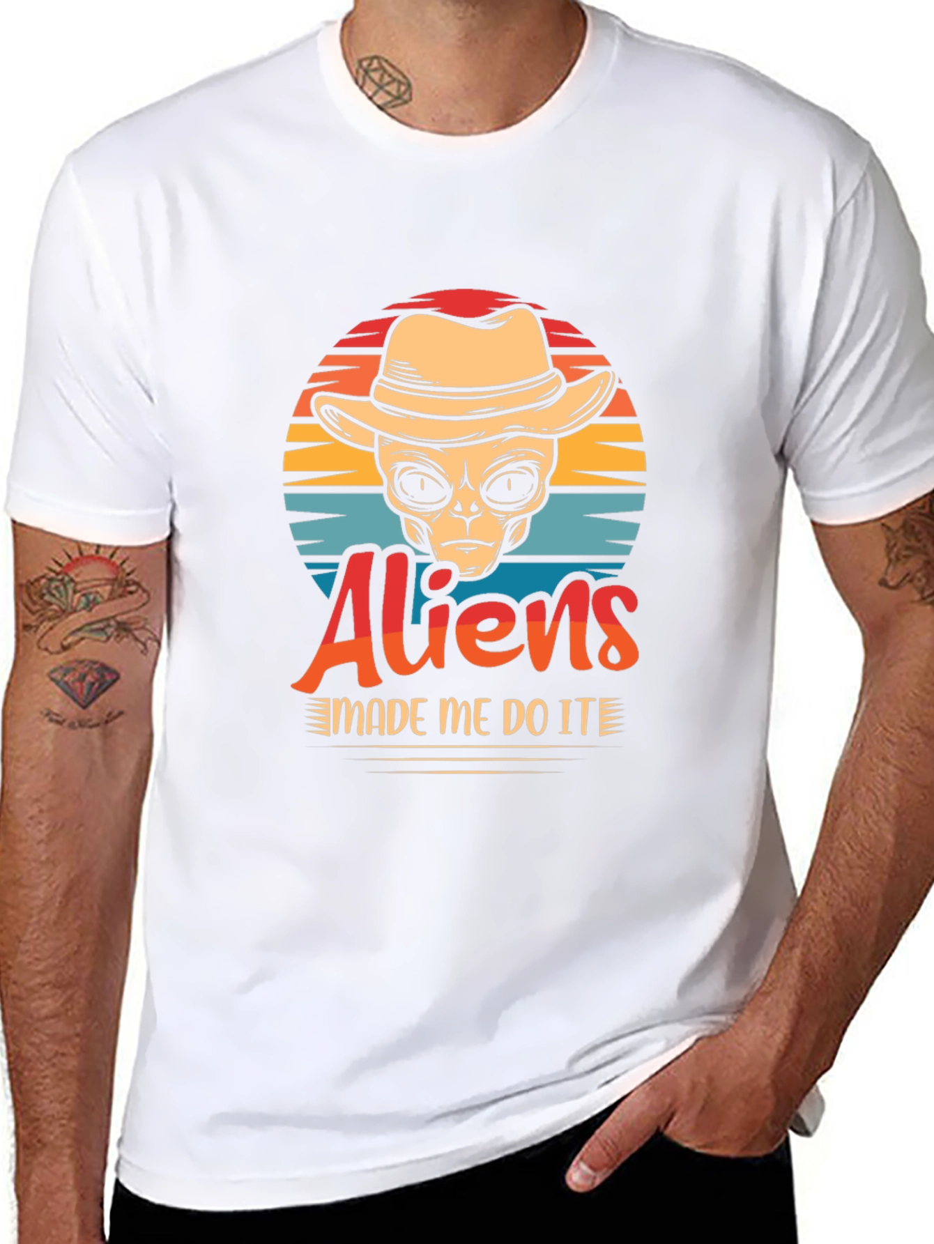 Black Aliens Made Me Do It T-Shirt - Funny Graphic Tee view 8