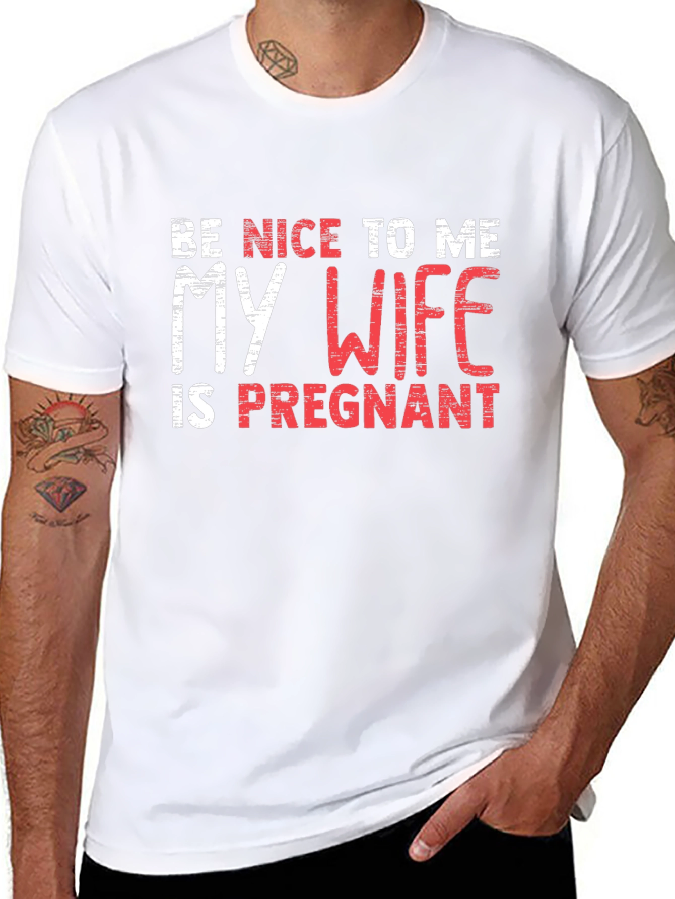 Black Funny Pregnancy Announcement Men's T-Shirt view 8