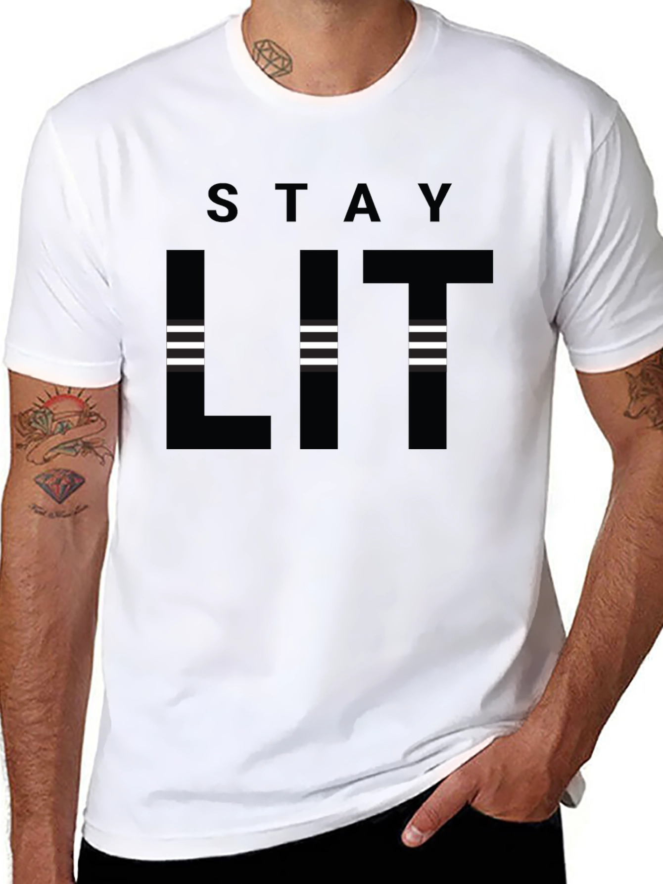Black Stay Lit Black Graphic T-Shirt - Trendy Casual Wear view 8