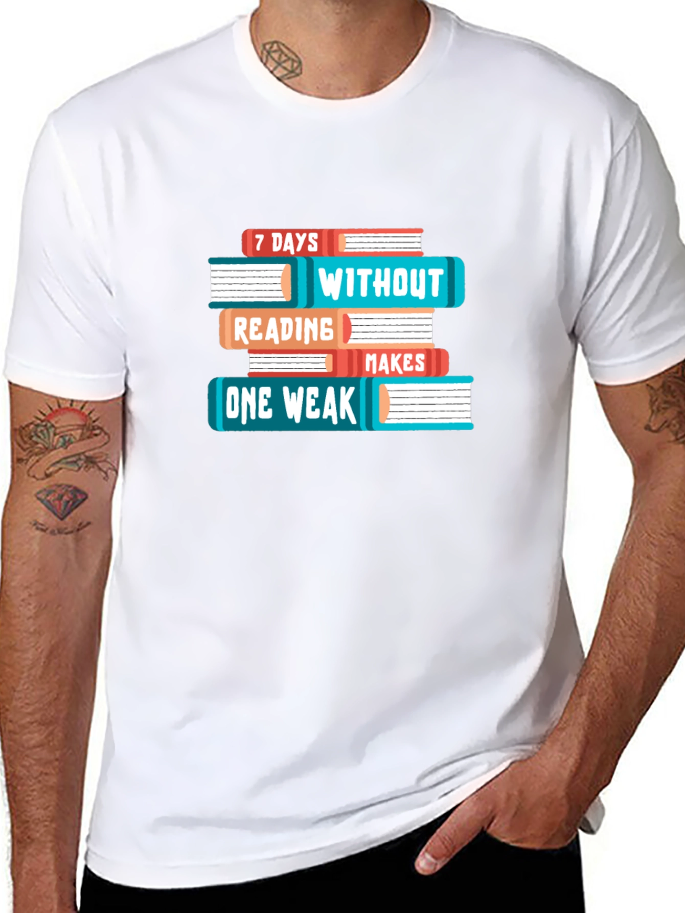 Black Book Lover T-Shirt - 7 Days Without Reading Makes One Weak Funny Tee view 8