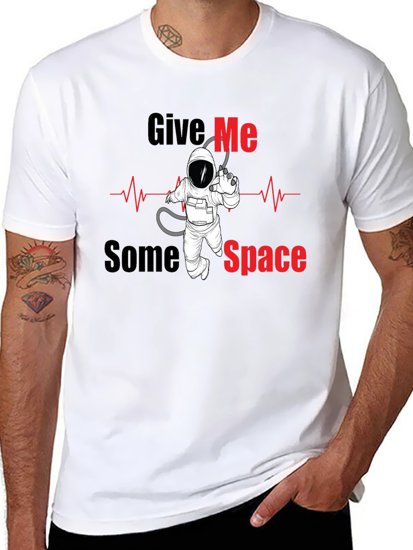 Black Give Me Space T-Shirt - Astronaut Graphic Tee view 8