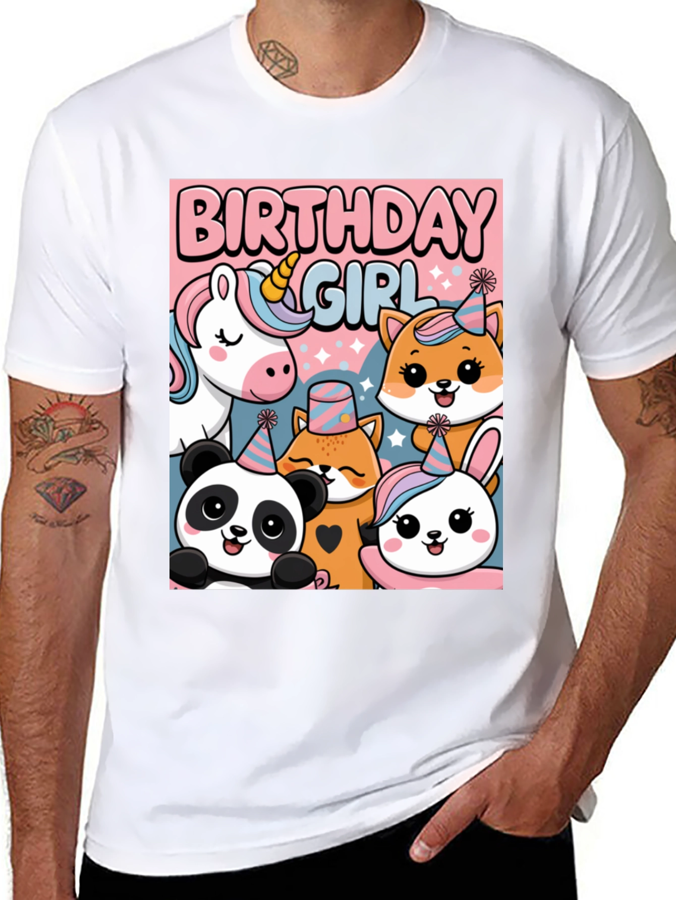 Black Birthday Girl Animal Party T-Shirt view 8