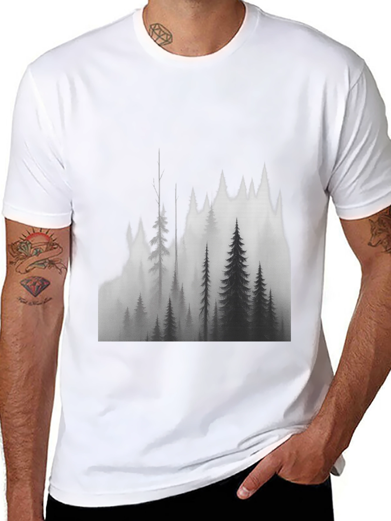 Black Mountain Forest Graphic Tee - Black view 8