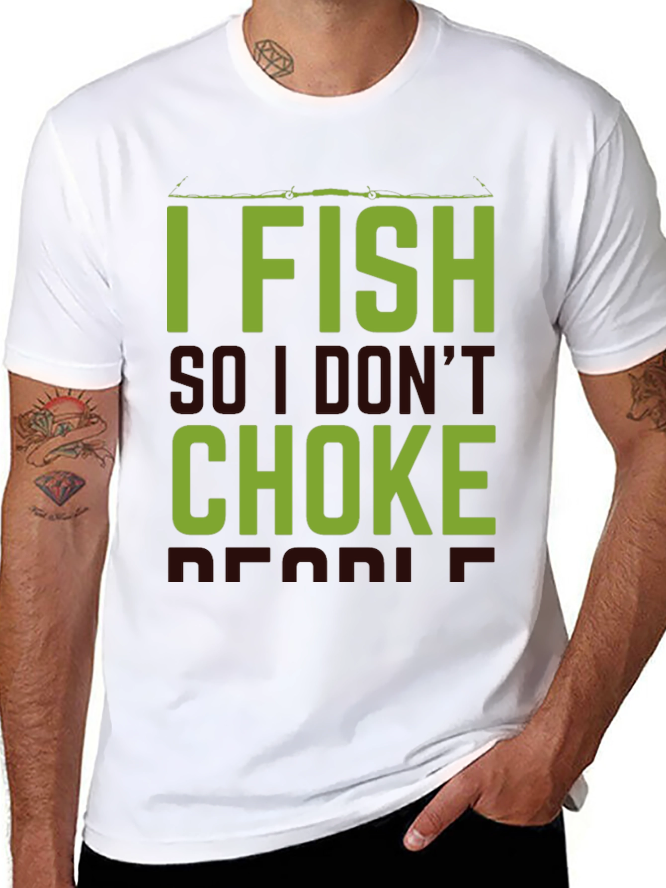 Black I Fish So I Don't Choke People Black T-Shirt view 8