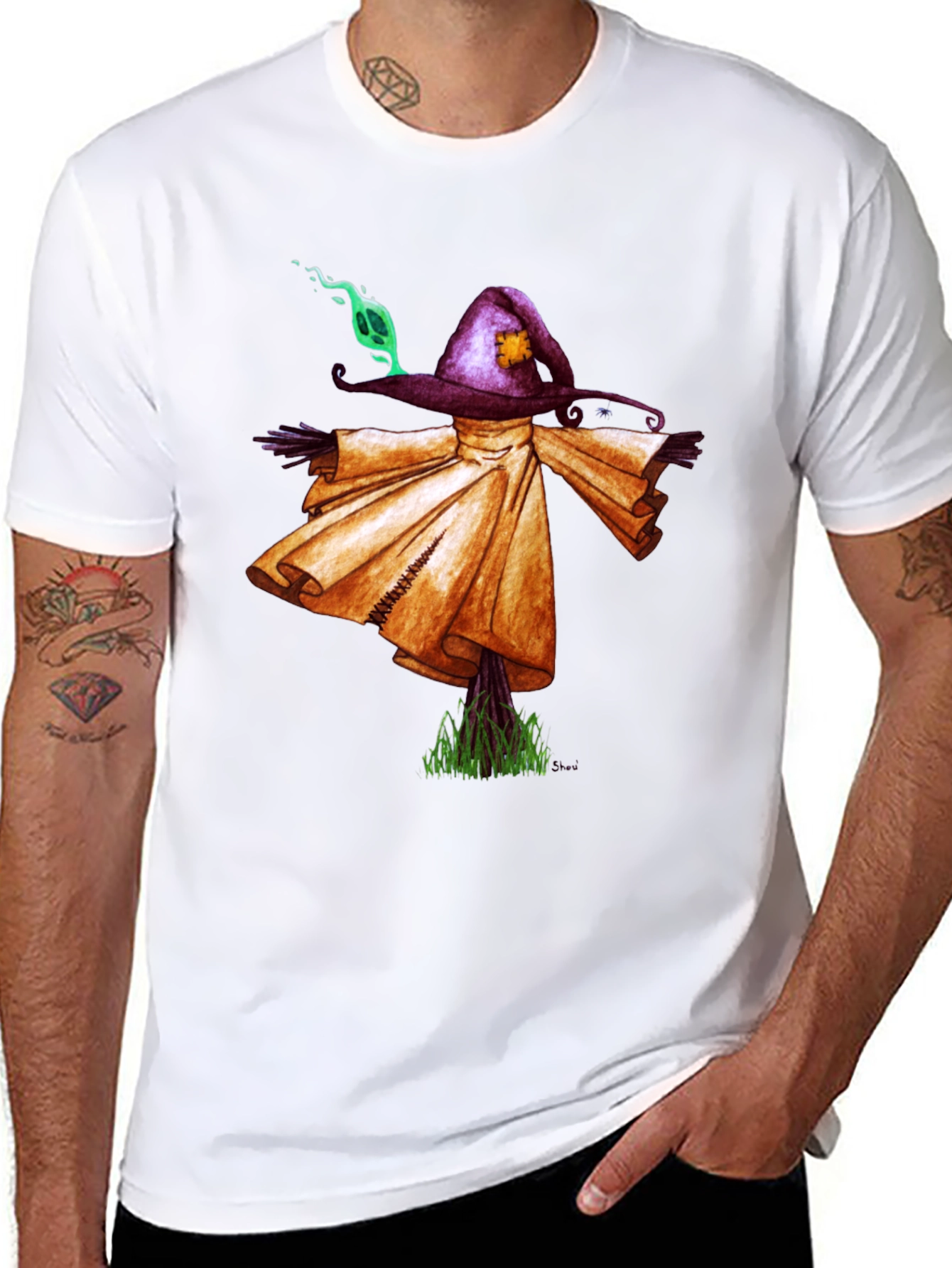 Black Scarecrow Graphic Tee - Spooky Season Style view 8