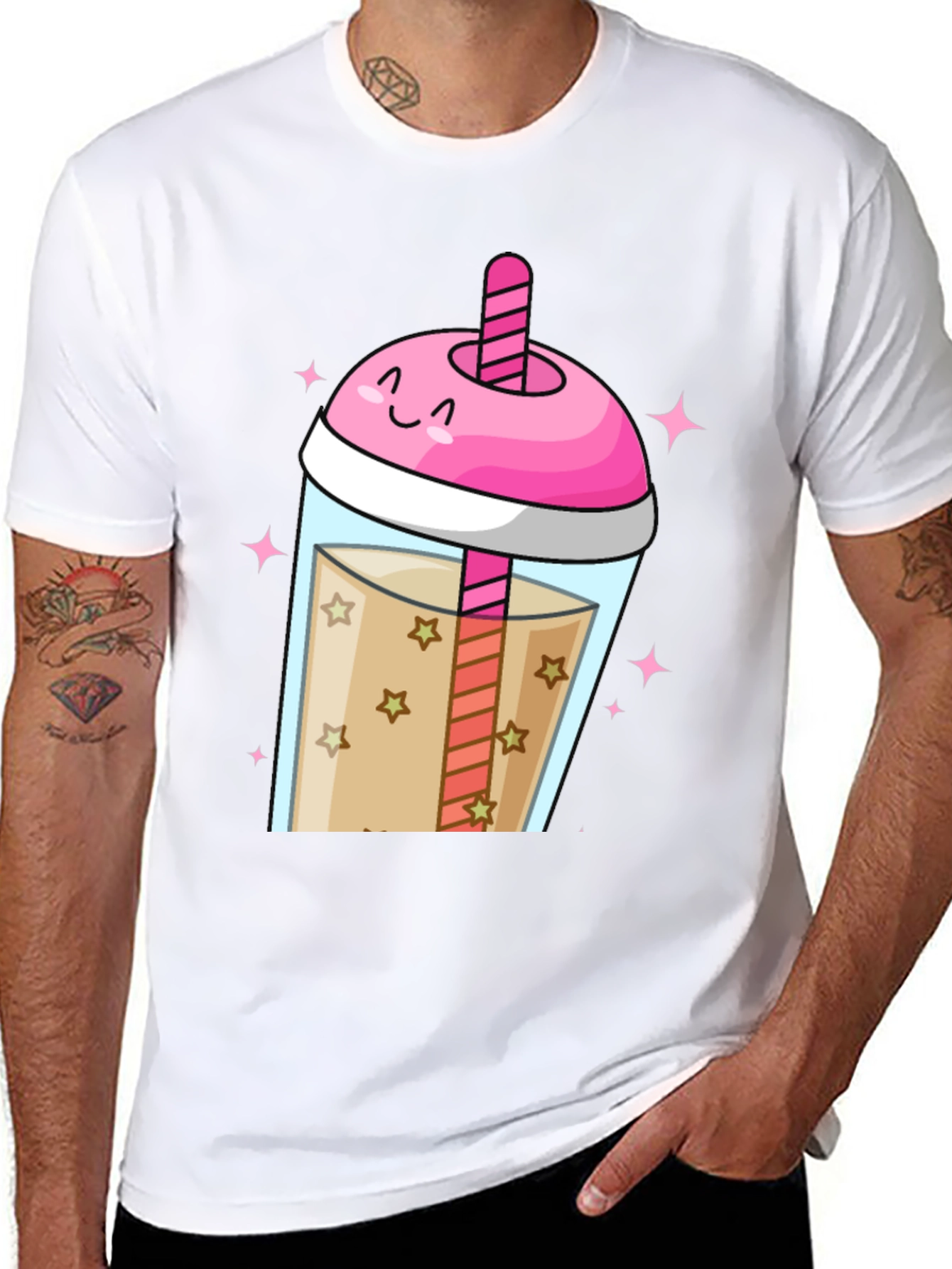 Black Kawaii Bubble Tea Graphic Tee view 8