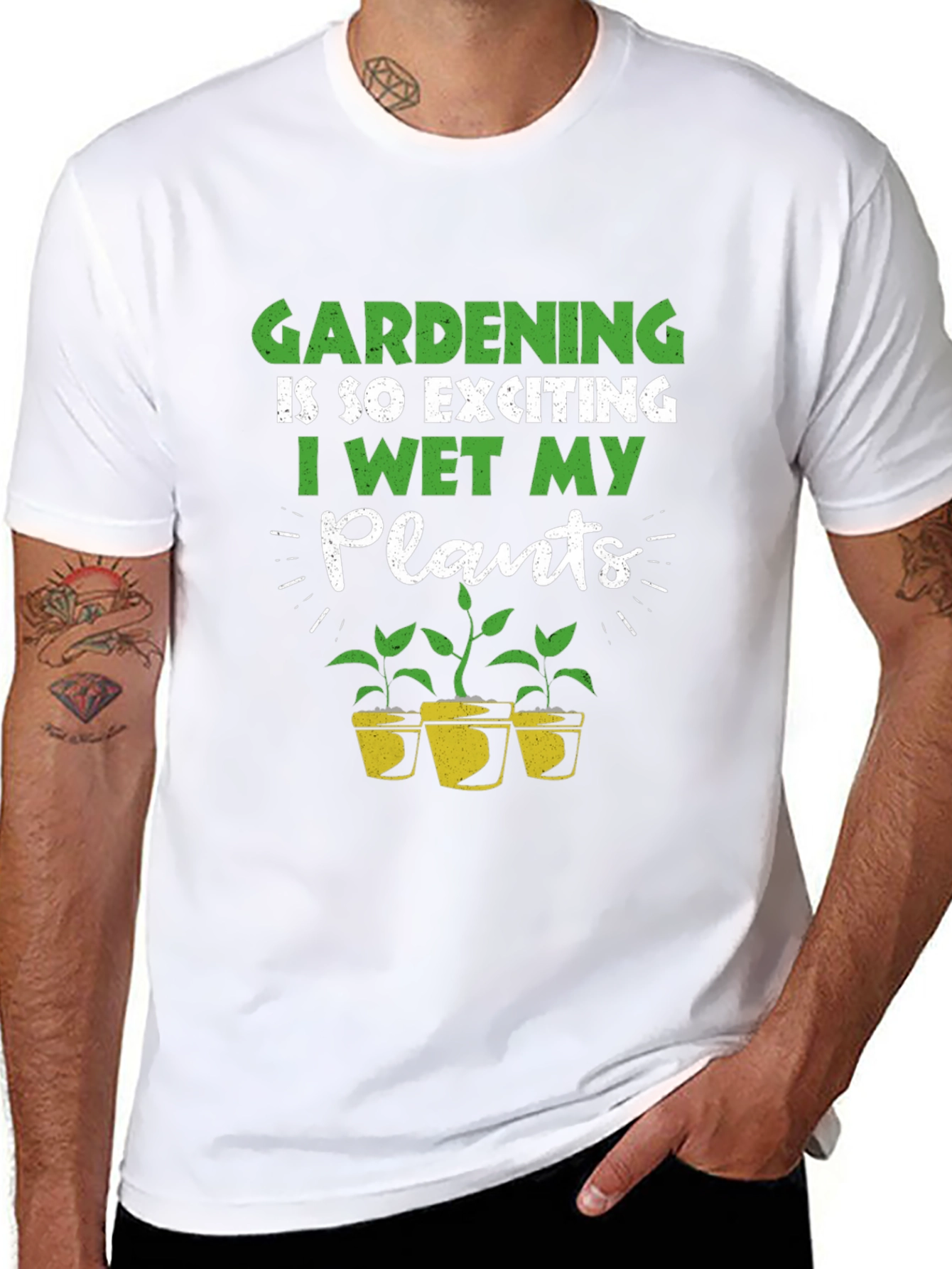 Black Gardening T-Shirt: I Wet My Plants view 8