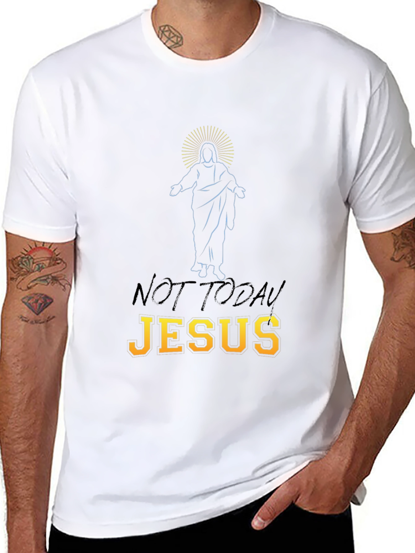 Black Not Today Jesus Graphic T-Shirt view 8