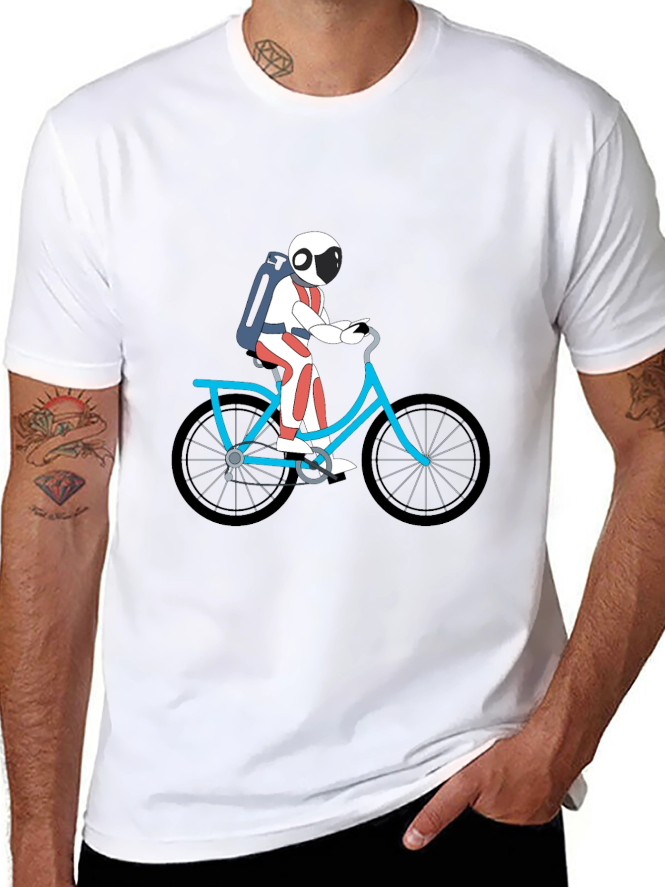 Black Astronaut on Bike Graphic Tee - Black view 8
