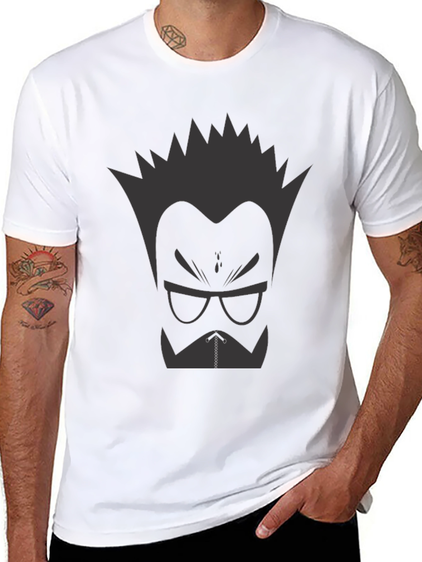 Black Cool Graphic T-Shirt - Cartoon Style view 8