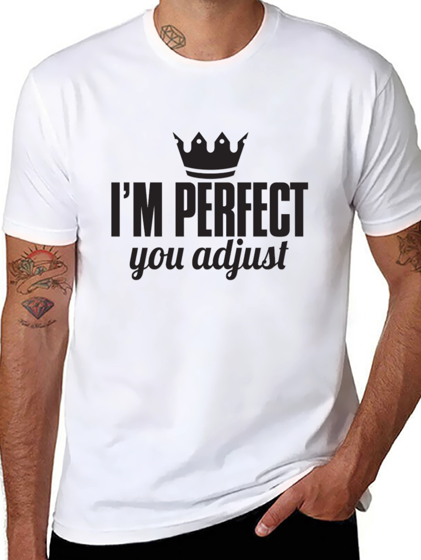 Black I'm Perfect You Adjust Graphic Tee view 8