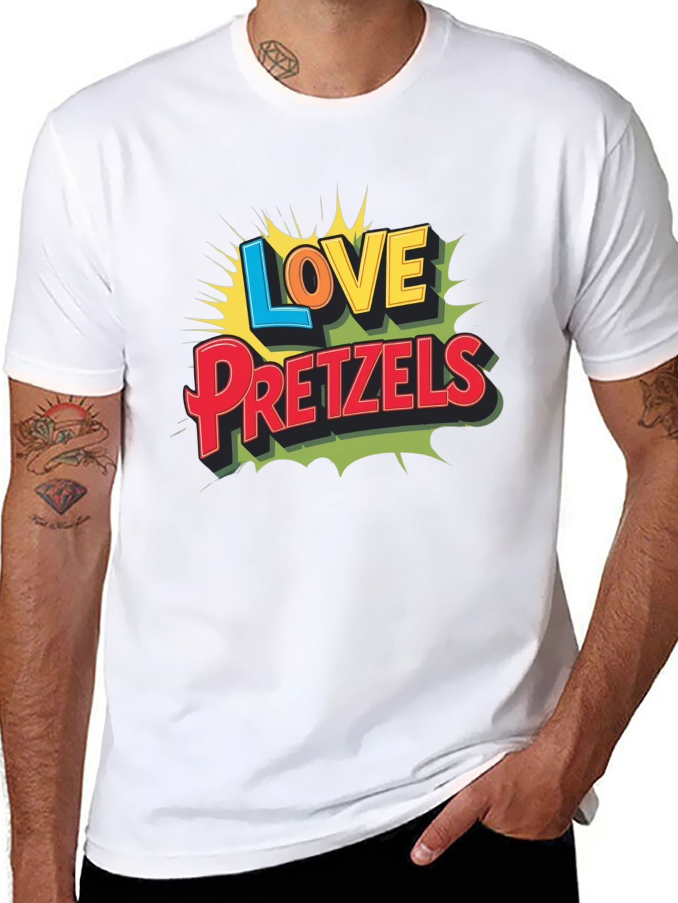 Black Love Pretzels Graphic Tee - Novelty Food Shirt view 8
