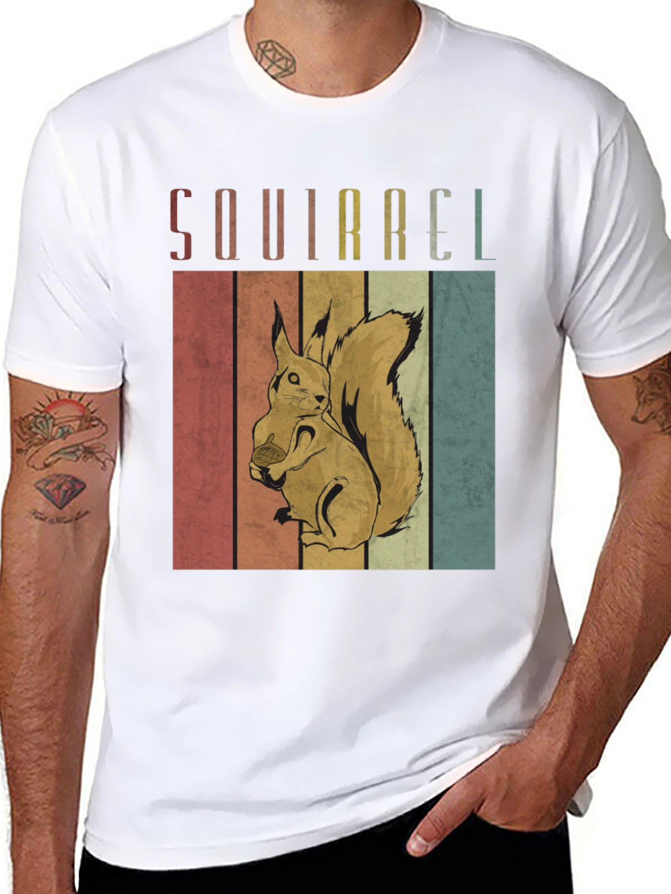 Black Retro Squirrel T-Shirt - Unique Vintage Animal Tee view 8