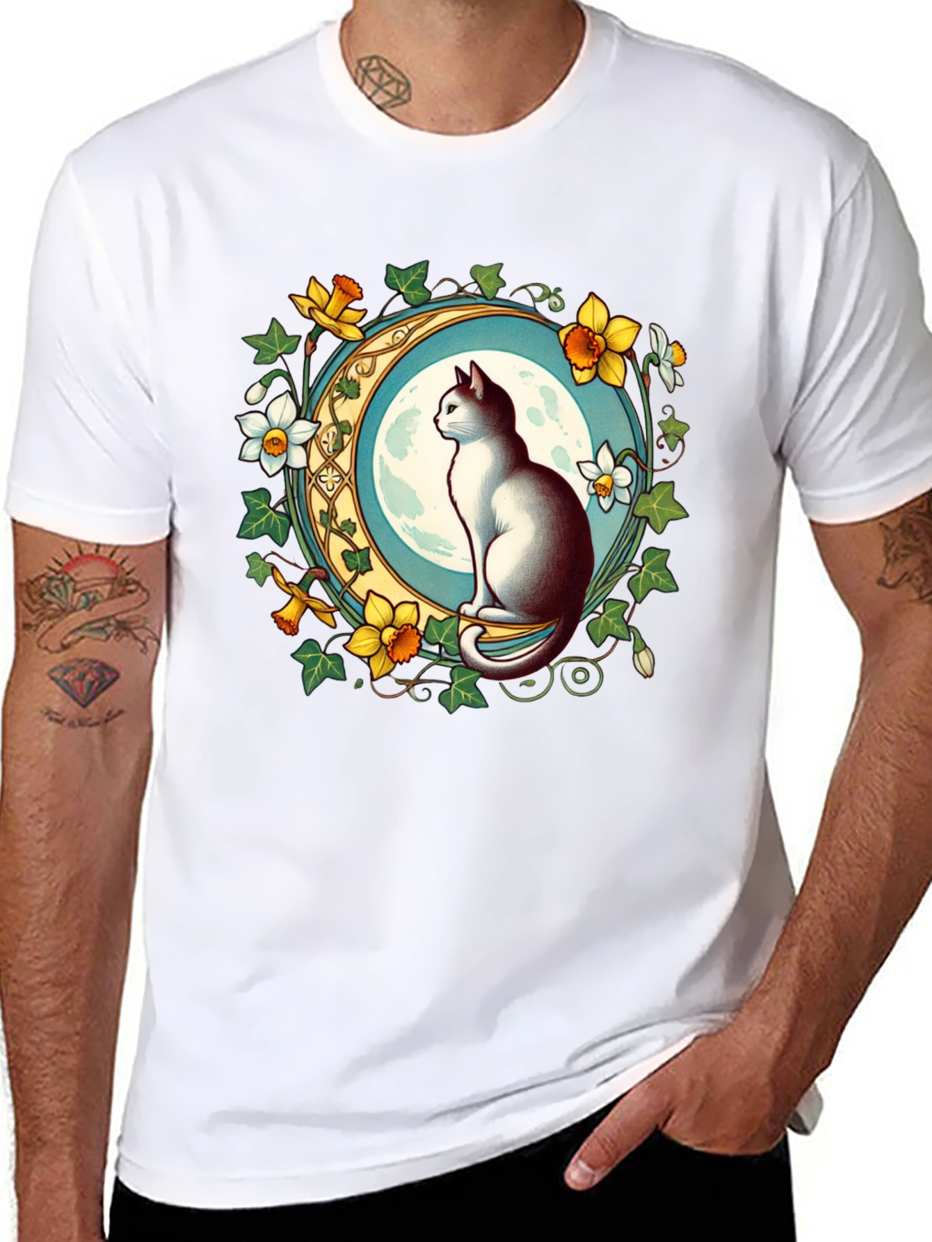 Black Cat and Moon Graphic T-Shirt view 8