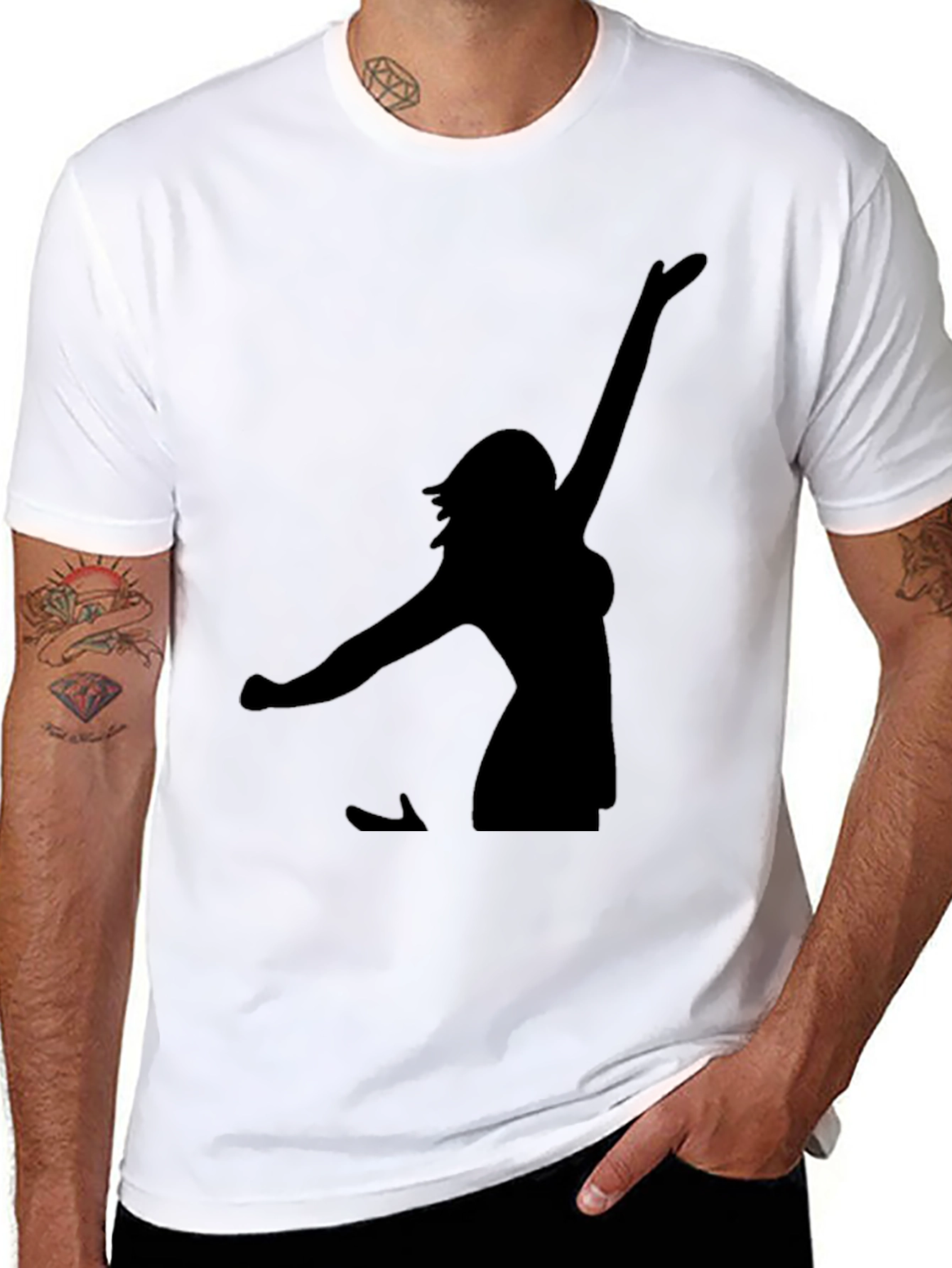 Black Silhouette Graphic Tee - Black Cotton Blend view 8