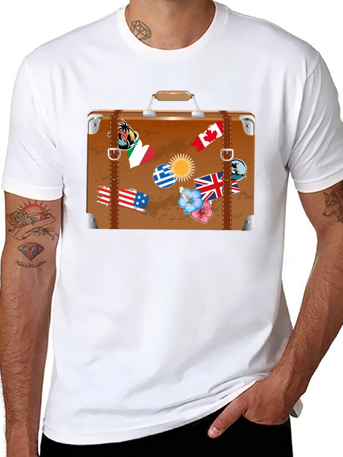 Black Travel Suitcase Graphic T-Shirt - Black view 8