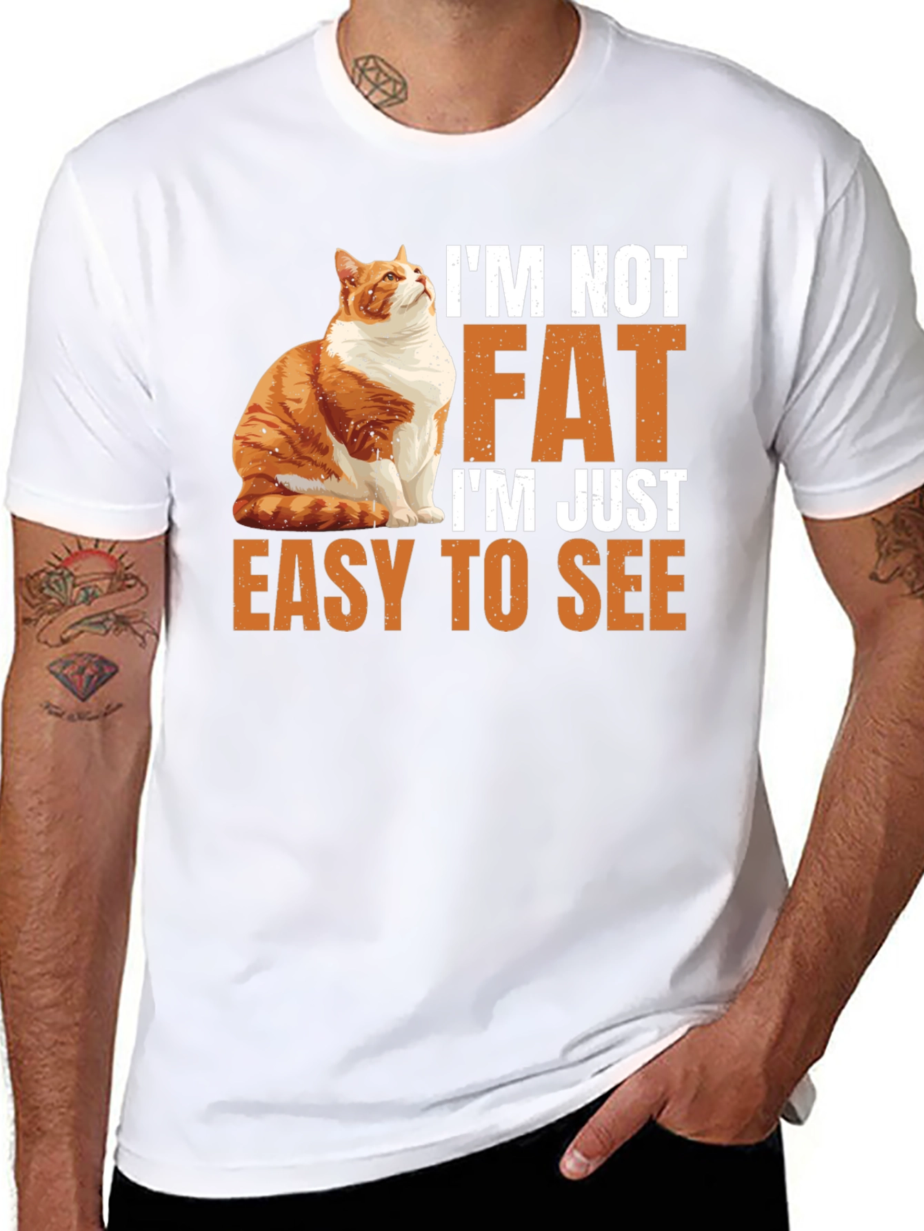 Black I'm Not Fat T-Shirt - Easy to See Funny Cat Tee view 8