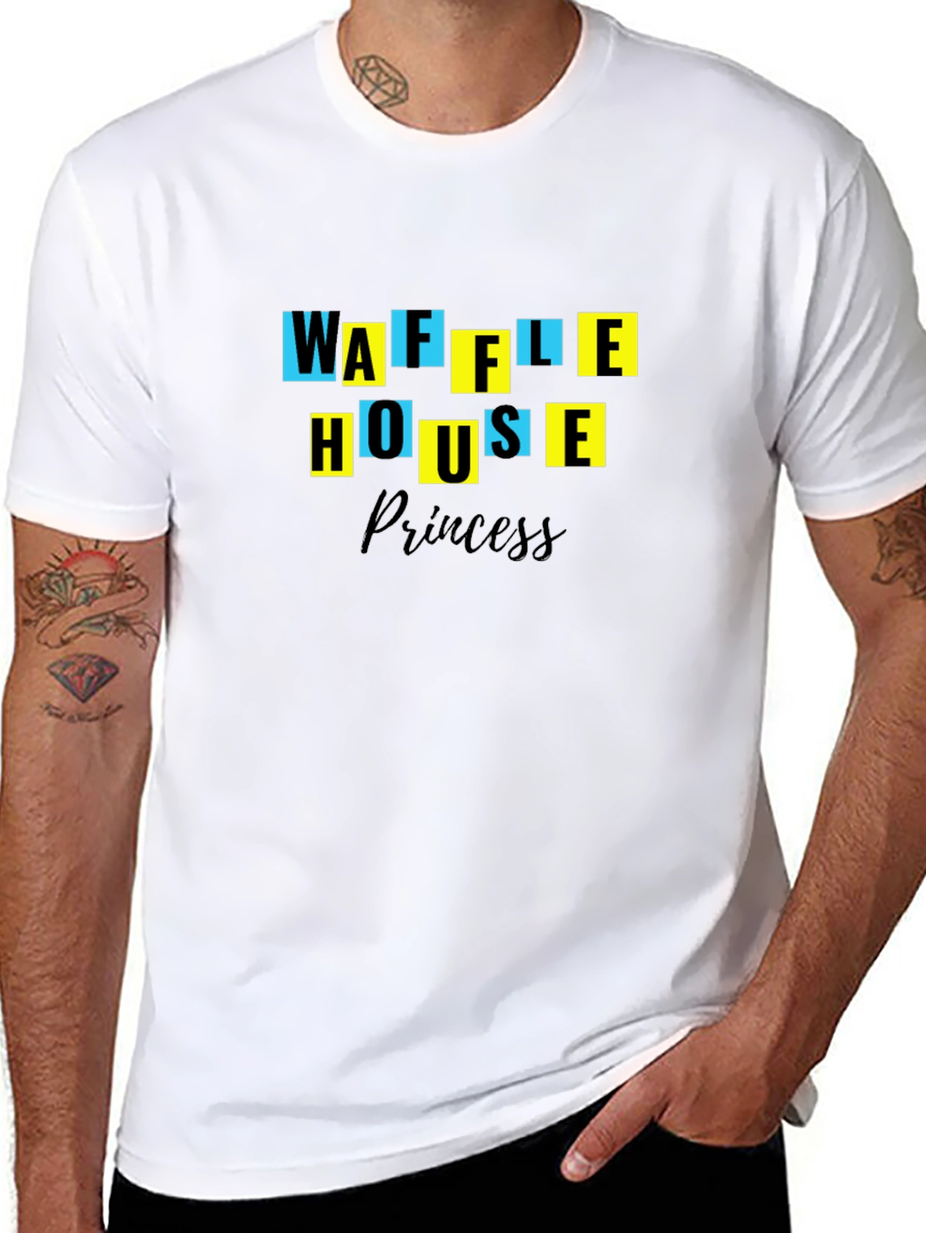 Black Waffle House Princess Black T-Shirt view 8