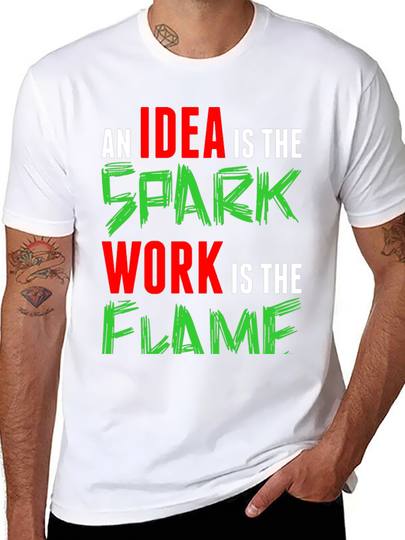 Black Idea Spark Flame Graphic Tee - Black Cotton T-Shirt view 8