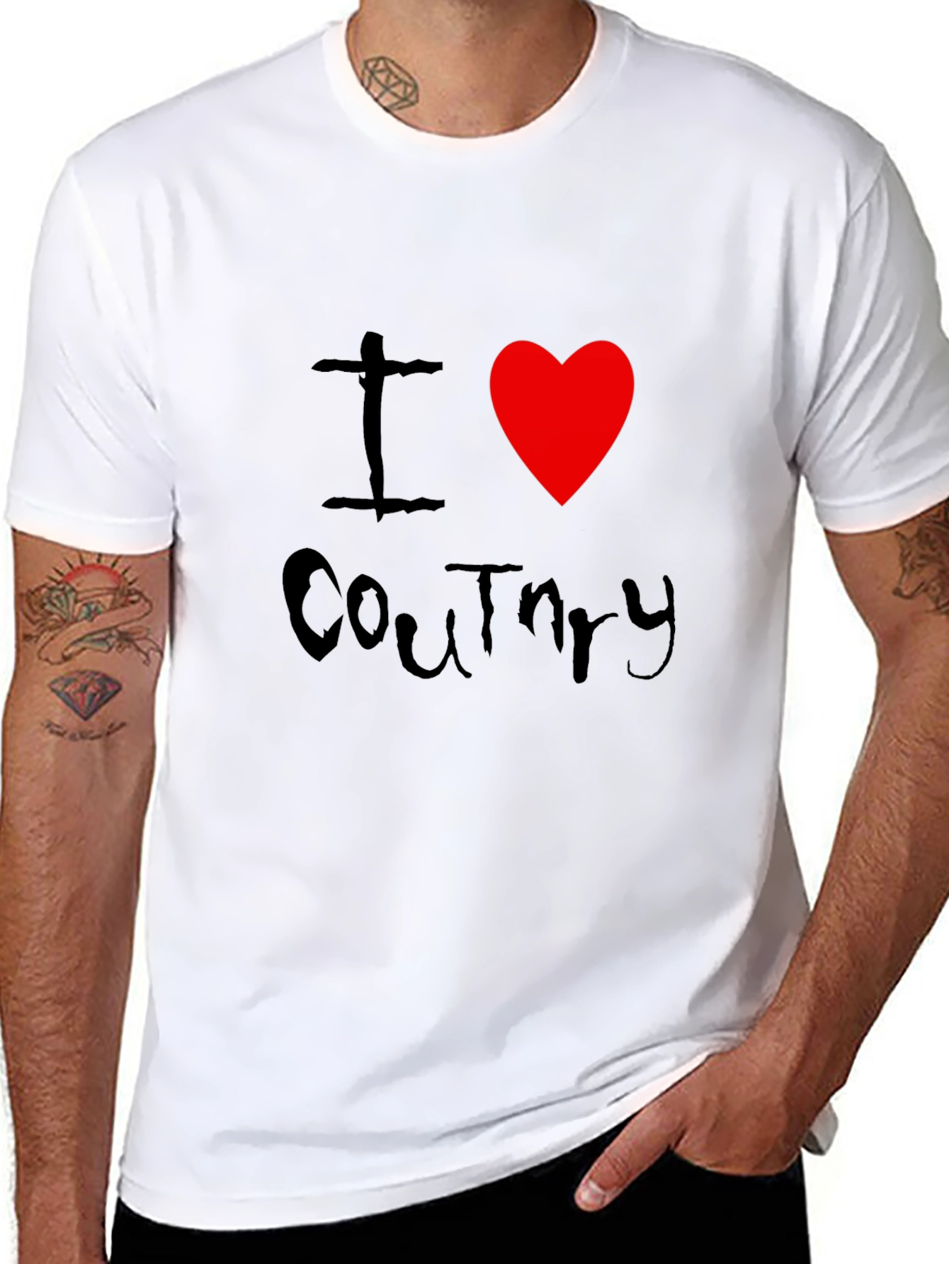 Black I Heart Country Black T-Shirt Graphic Tee view 8