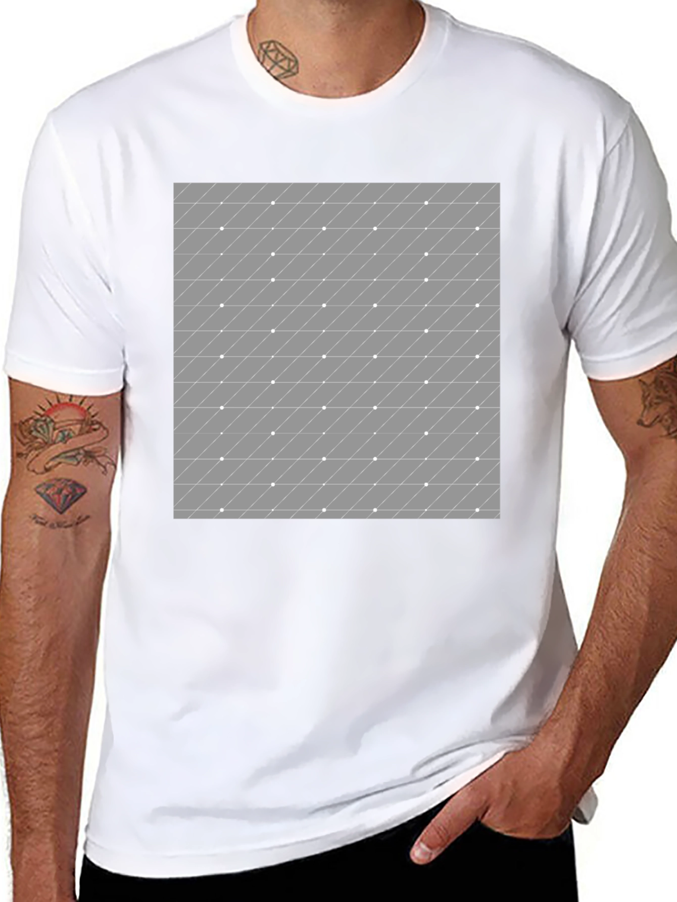 Black Modern Geometric Pattern Black T-Shirt view 8