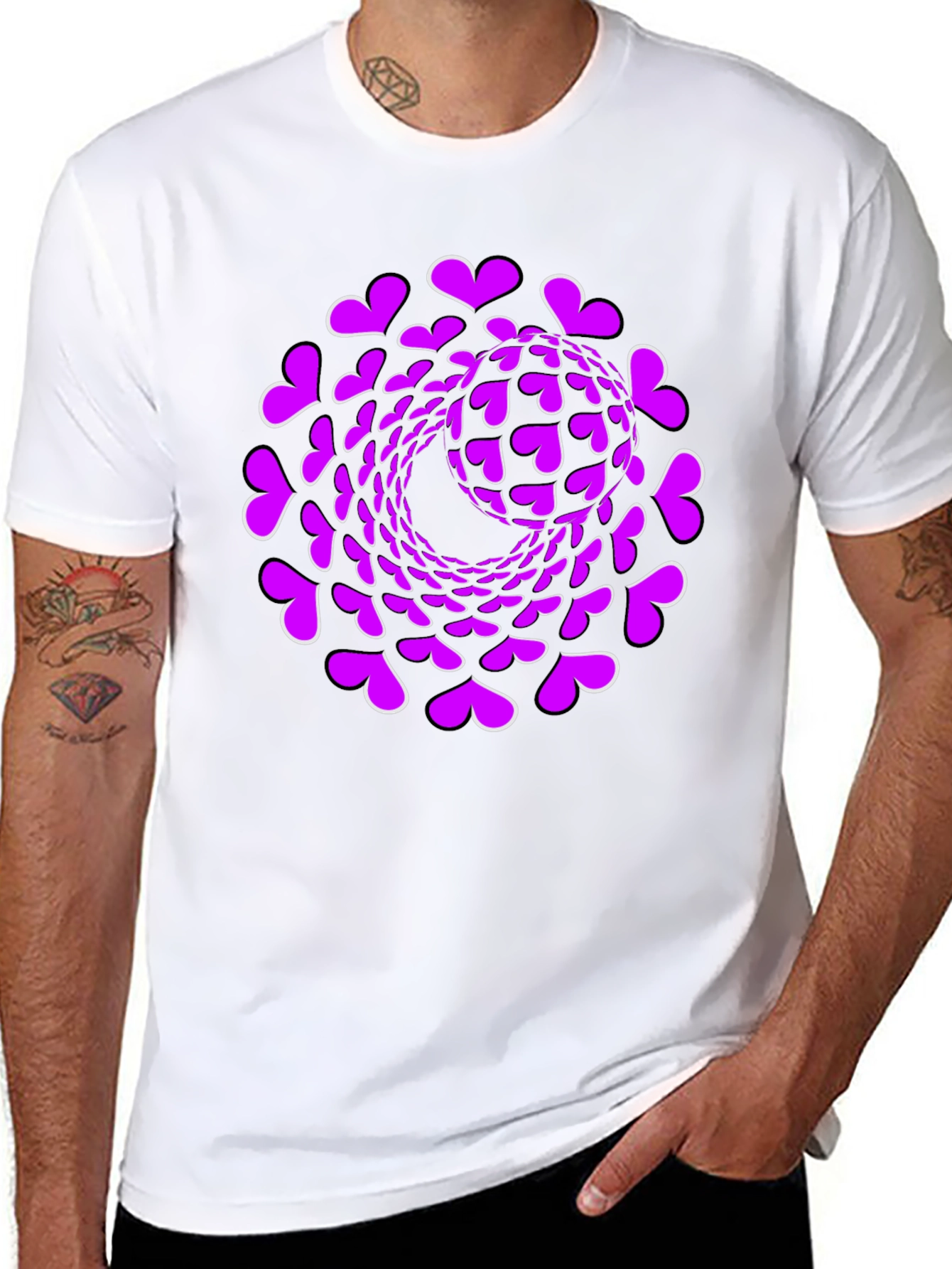 Black Heart Swirl Graphic Black T-Shirt view 8