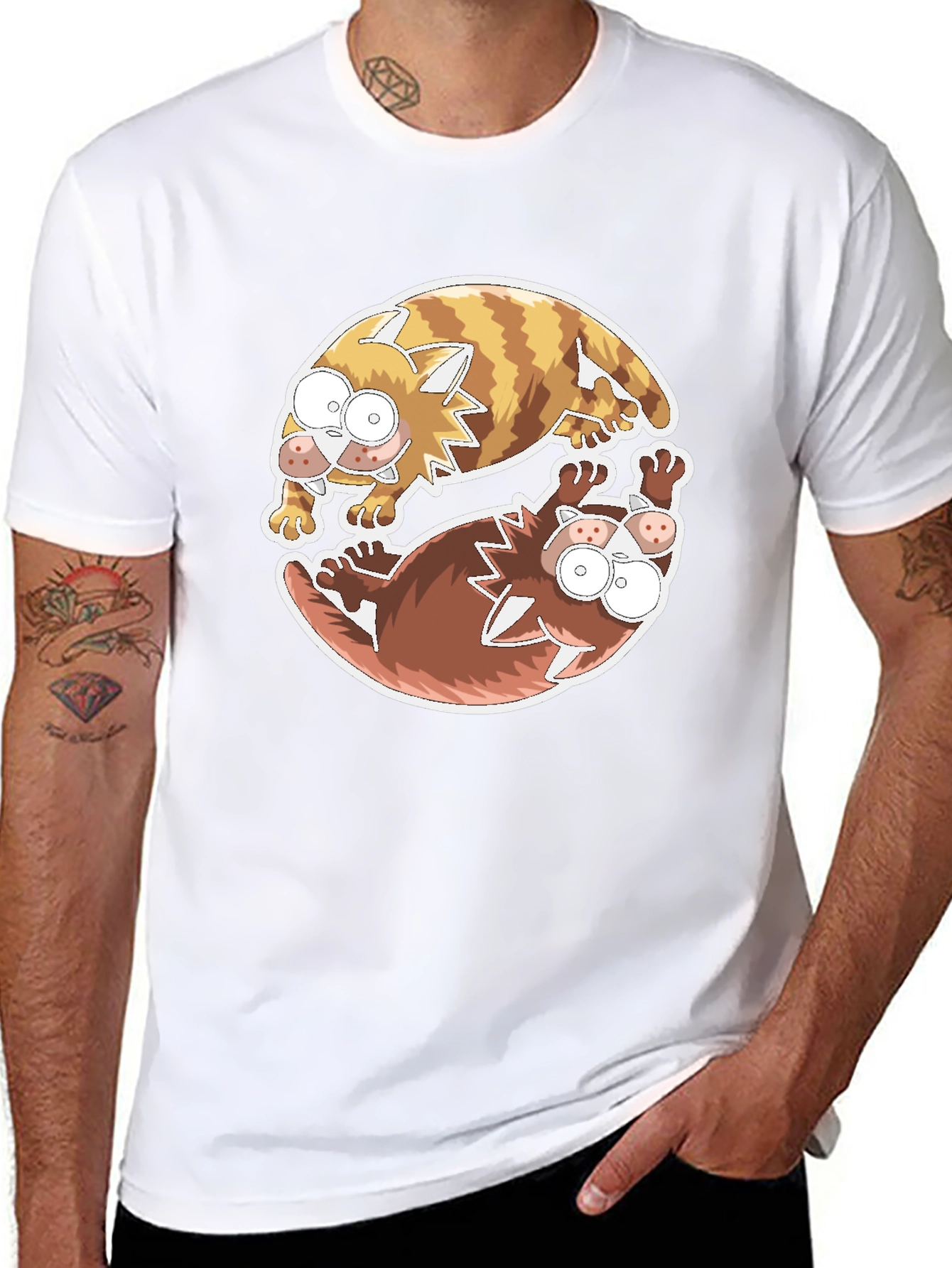 Black Yin Yang Cats Graphic Tee - Relaxed Fit view 8