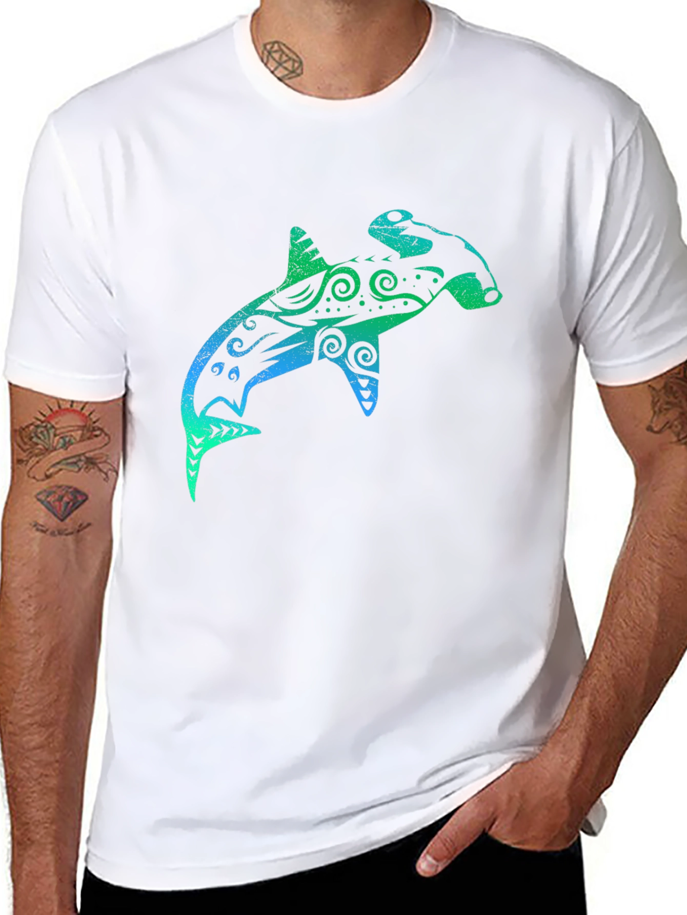 Black Hammerhead Shark Graphic T-Shirt - Black view 8