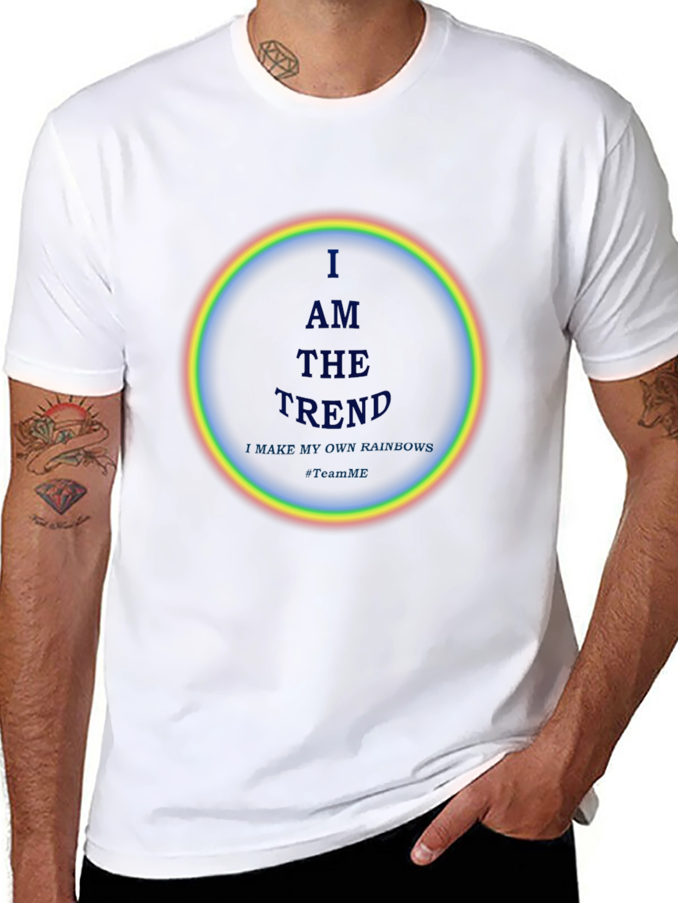 Black I AM THE TREND Rainbow Circle Graphic Black T-Shirt view 8