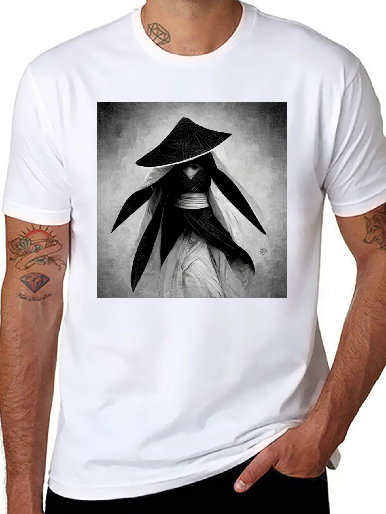 Black Samurai Warrior Graphic Tee - Black view 8