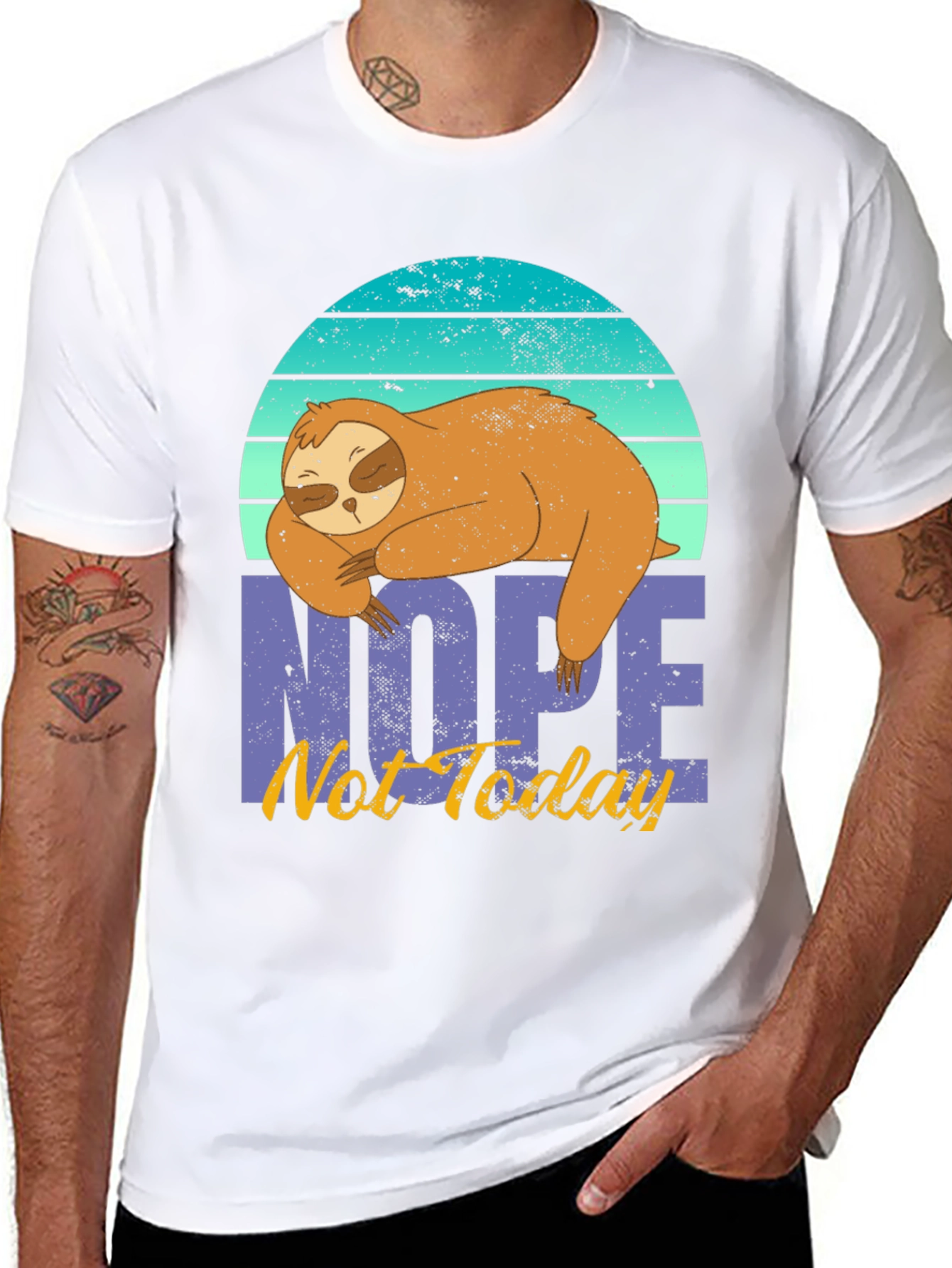 Black Nope, Not Today Sloth Graphic T-Shirt view 8
