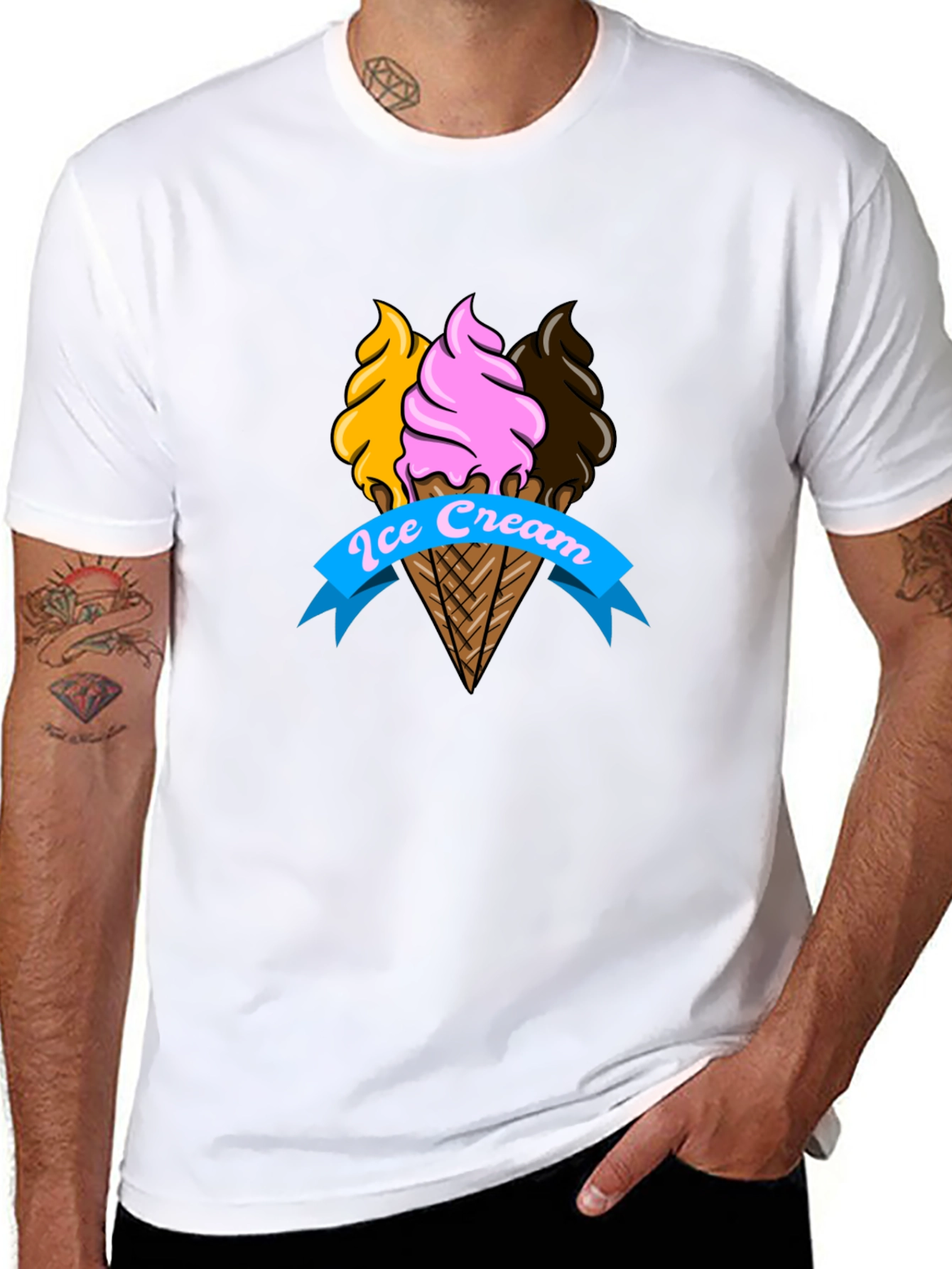 Black Ice Cream Cone Graphic Tee - Fun & Stylish T-Shirt view 8