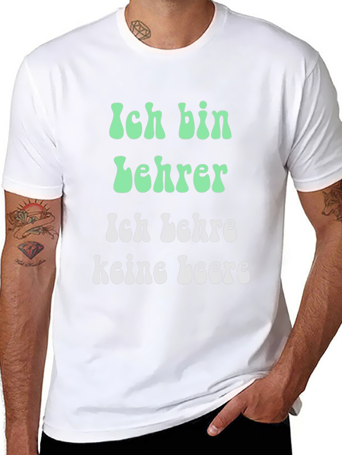 Black Teacher T-Shirt: "Ich bin Lehrer" German Slogan Shirt view 8