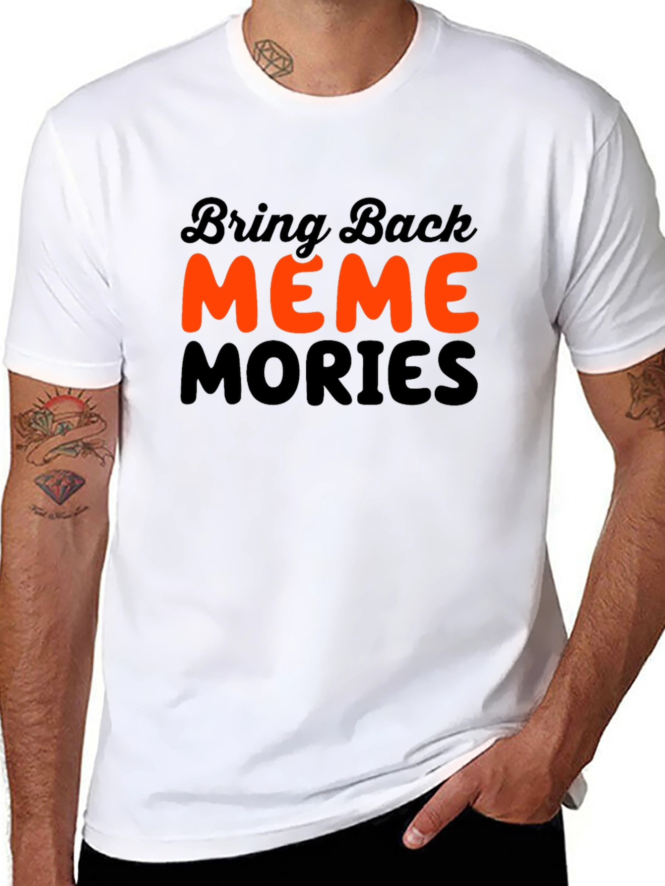Black Bring Back Meme Mories T-Shirt - Classic Black view 8