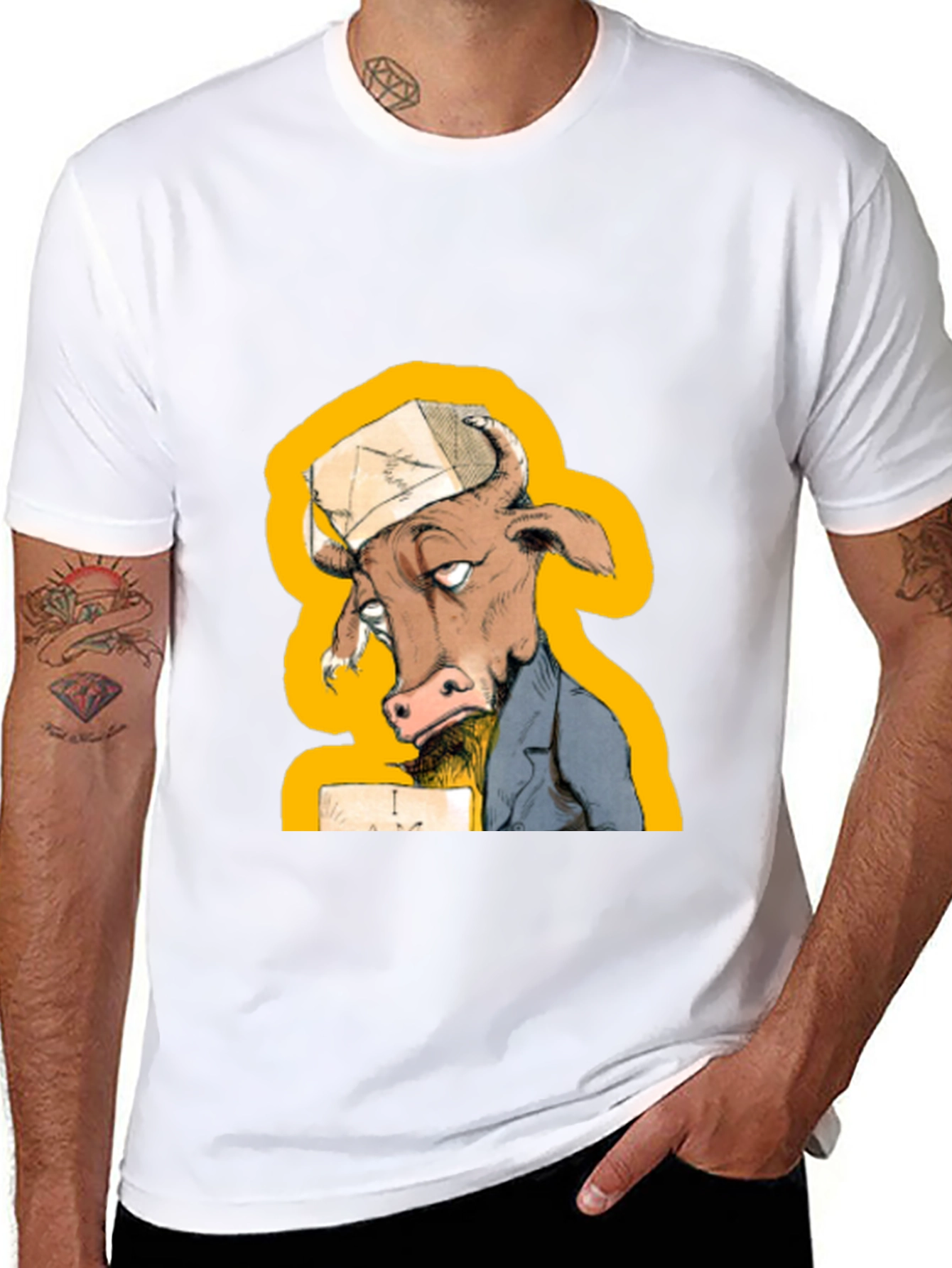 Black Funny Cow T-Shirt - Novelty Cartoon Animal Tee view 8