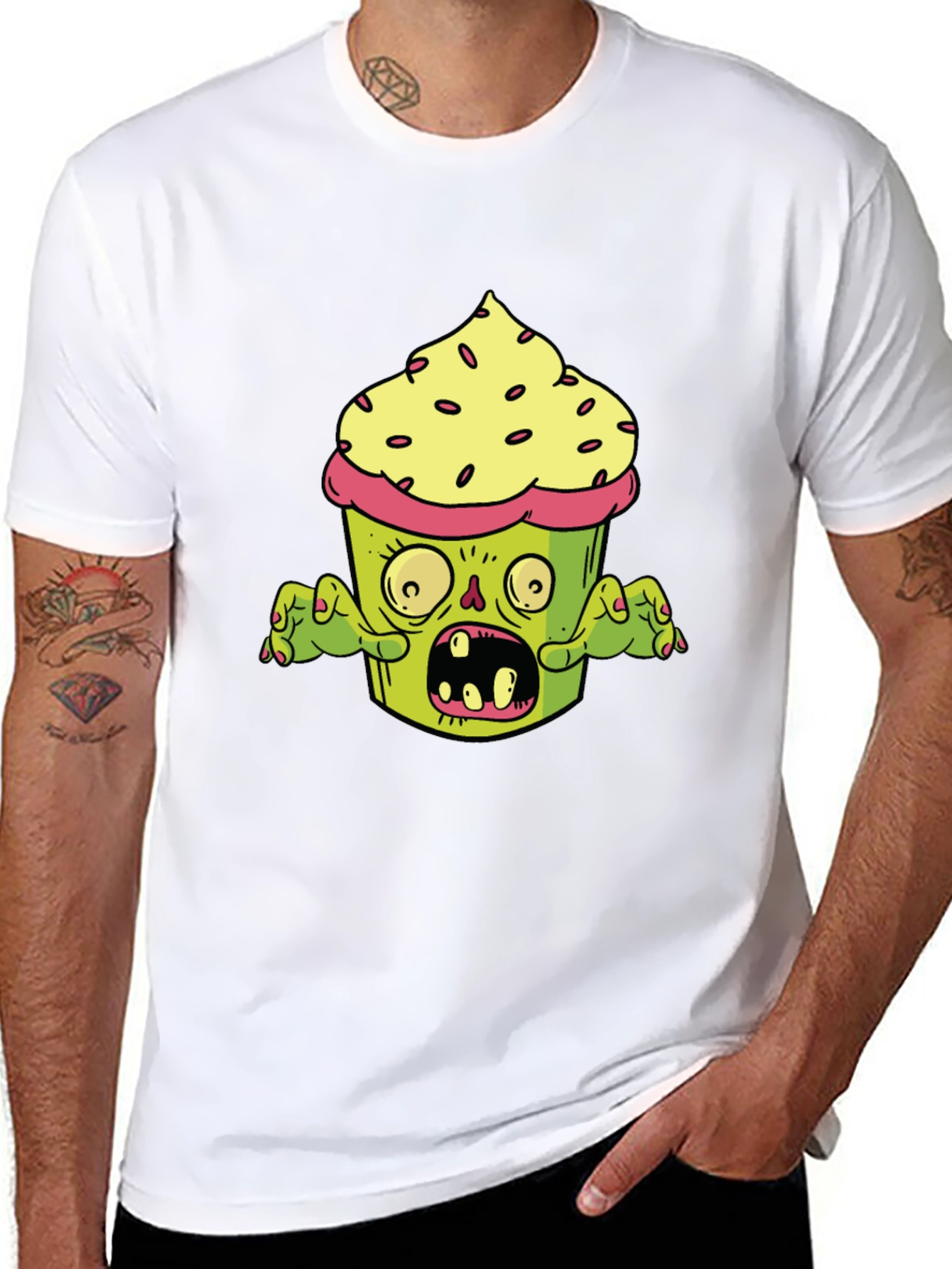 Black Zombie Cupcake T-Shirt - Graphic Novelty Tee view 8