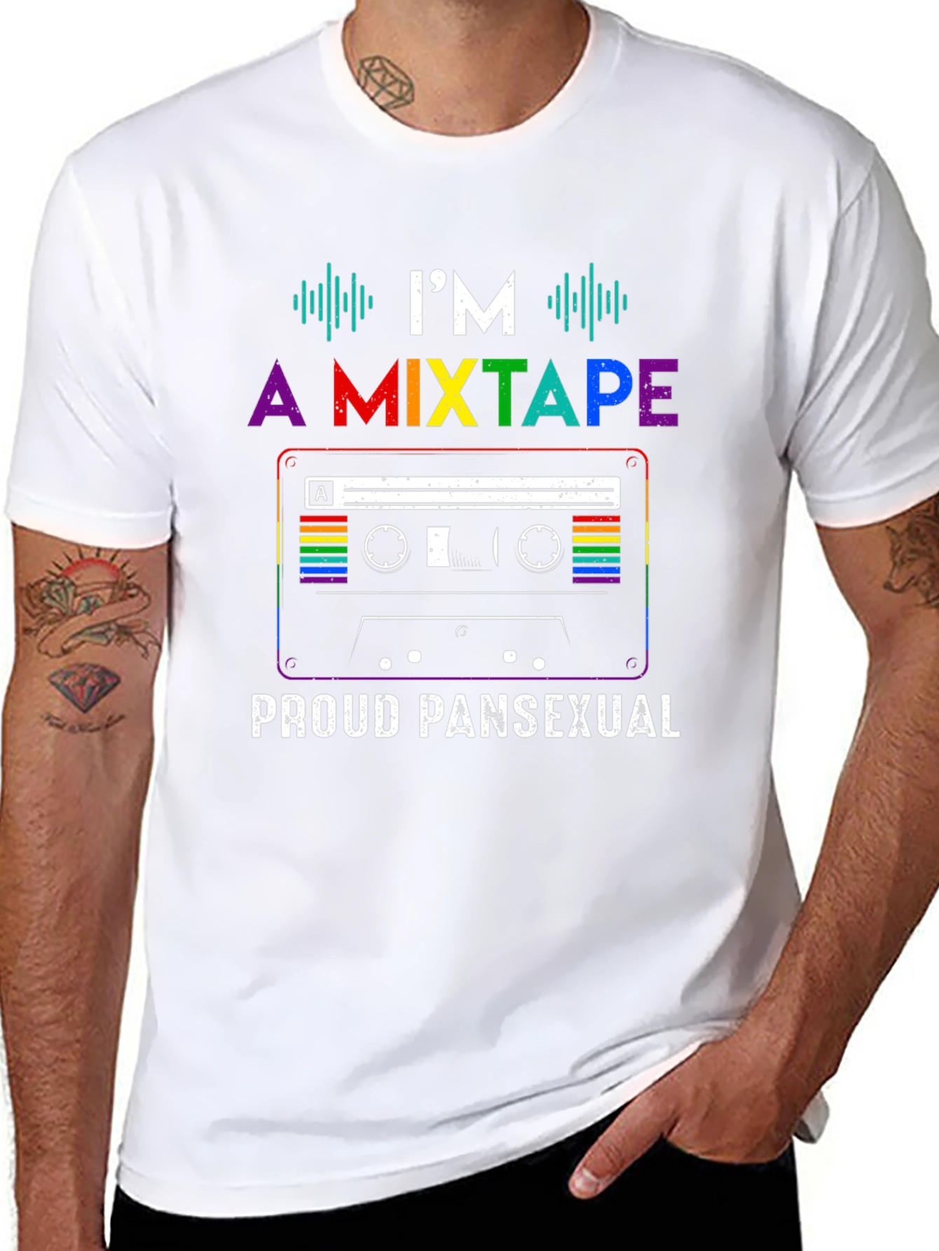 Black I'm a Mixtape Proud Pansexual T-Shirt view 8