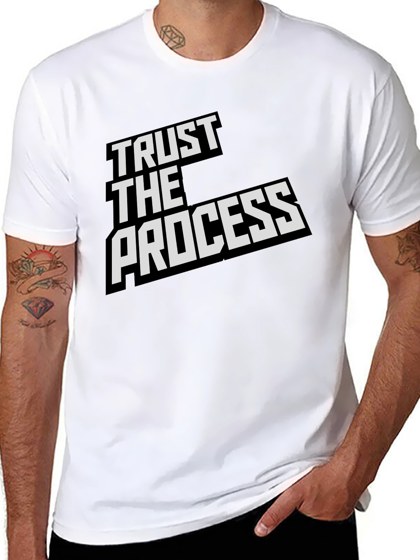 Black Trust The Process Black Graphic T-Shirt view 8