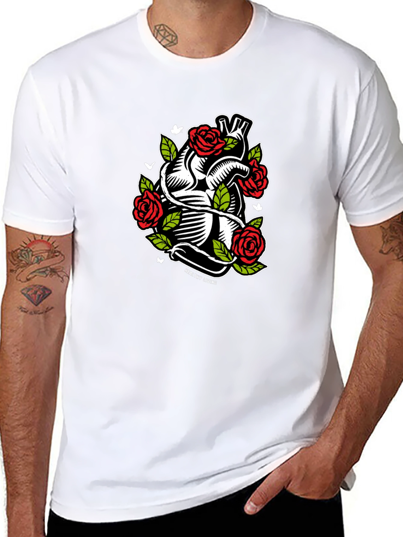Black Heart & Roses Graphic T-Shirt - Black view 8