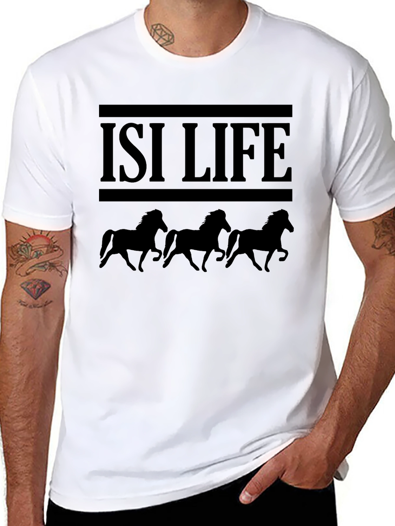 Black ISI Life Horse T-Shirt - Black view 8